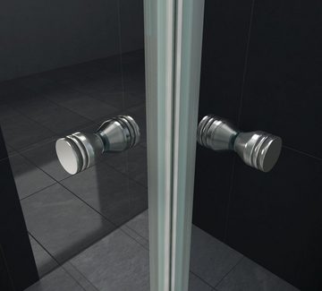 Home Systeme Eckdusche VIGO Duschkabine Dusche Duschwand Duschabtrennung Duschtür Glas ESG, BxT: 80x80 cm