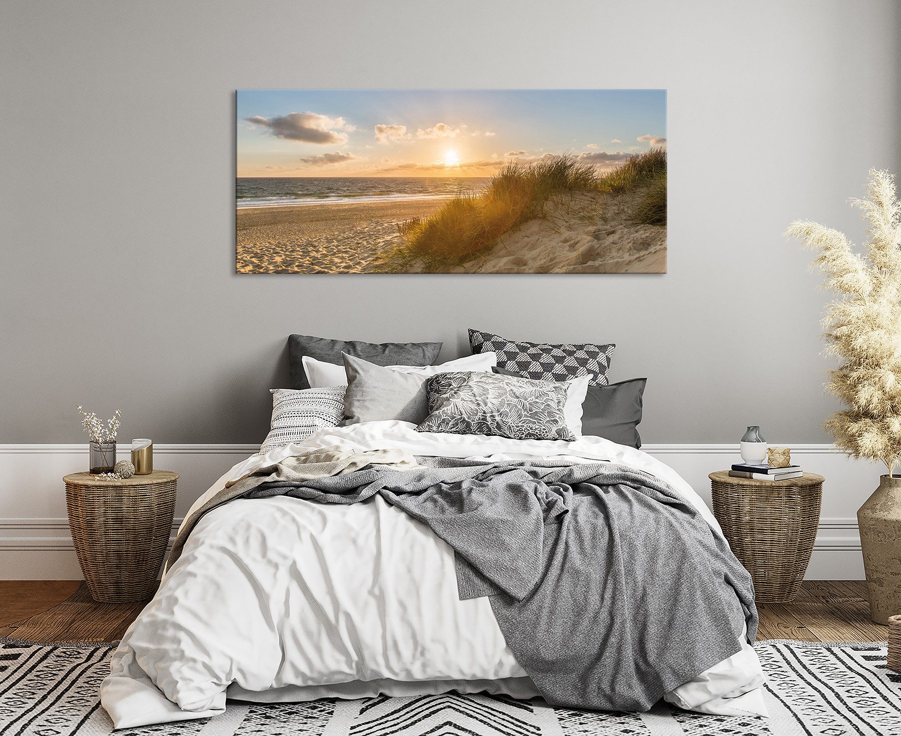 Bönninghoff Leinwandbild Wandbild STRAND XXL 60x140 cm – Leinwandbild Keilrahmen Deko modern, Meer, Sonnenuntergang, Strand (1 St), auf Keilrahmen gespannt – Bild 2 von 5
