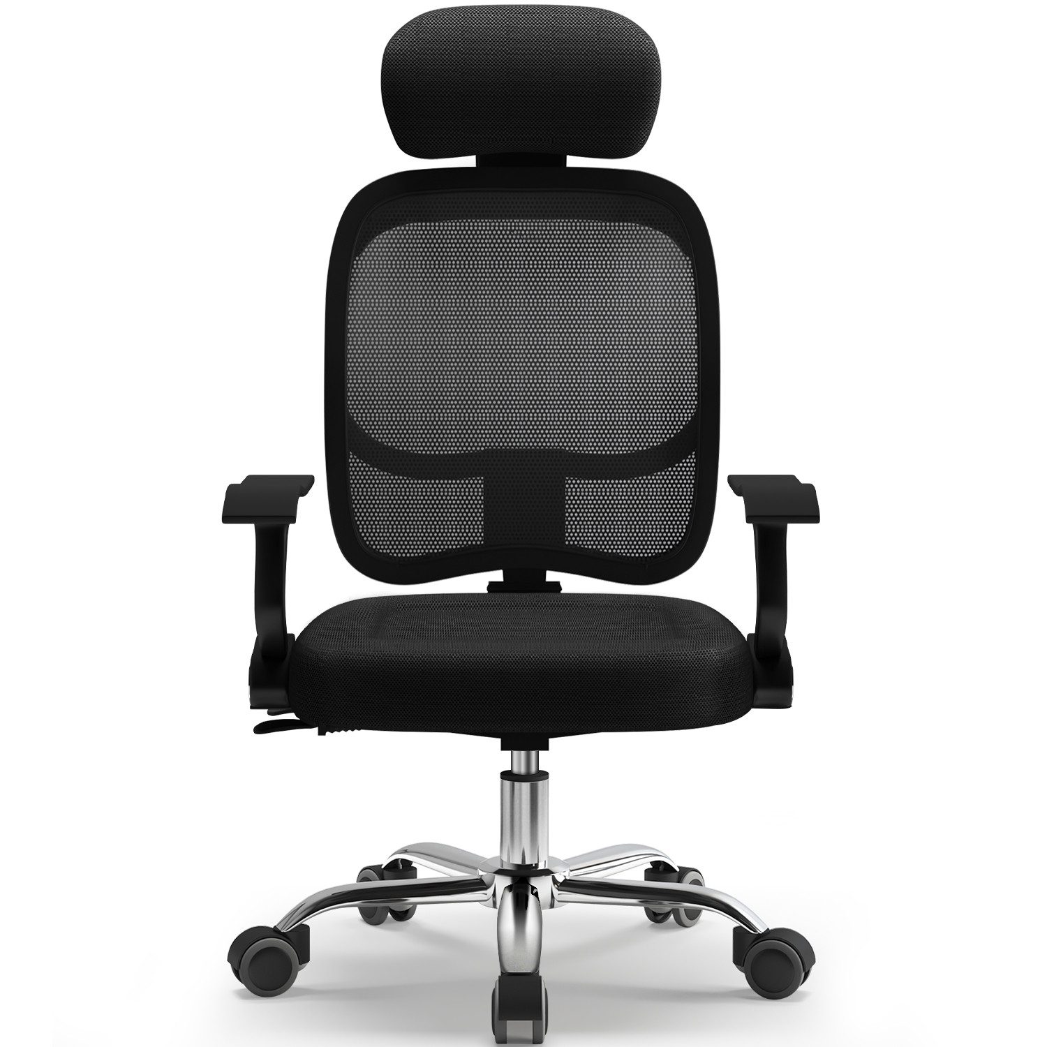 Lexzurn Bürostuhl Bürostuhl, Schreibtischstuhl Bürostuhl ergonomisch (Drehstuhl mit Verstellbarer Kopfstütze, höhenverstellbare Rückenlehne, Bürostuhl Wippfunktion bis 135°, Atmungsaktiv), Chefsessel 130 kg Belastbarkeit