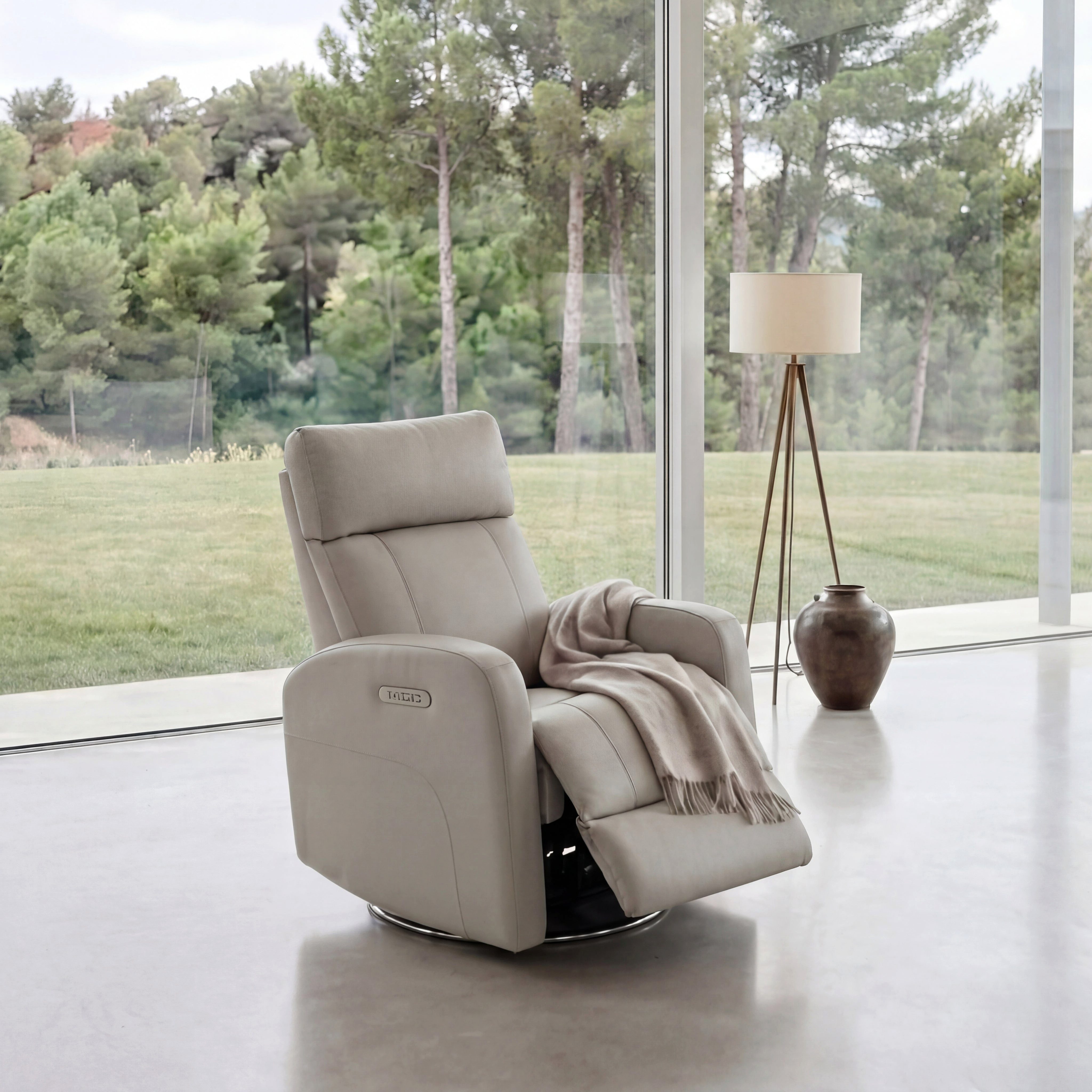 CHITA Relaxsessel Elektrischer Funktionssessel, Fernsehsessel, Echtleder, 270° drehbar (1 St), mit Liegefunktion aus Echtleder,Verstellbar,sessel wohnzimmer,Heimkino