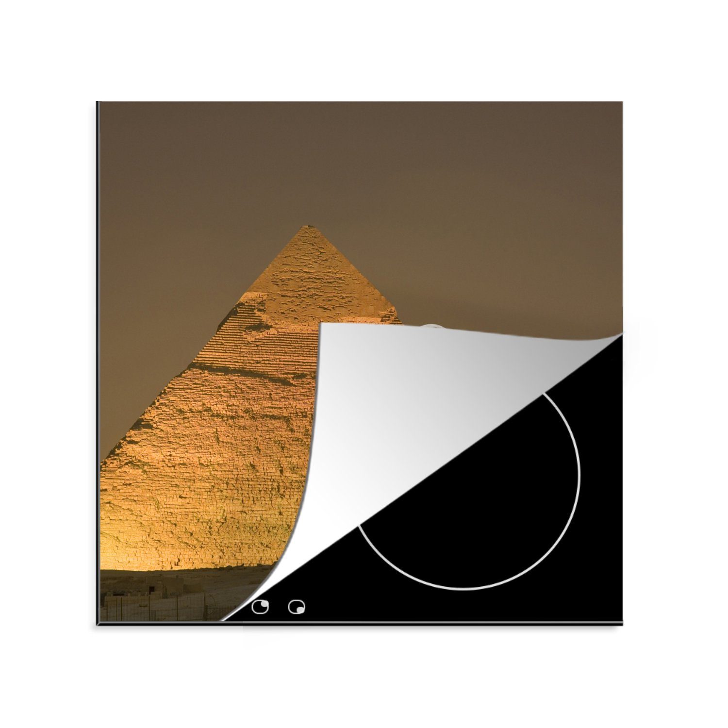 MuchoWow Herdblende-/Abdeckplatte Der Mond hinter den Pyramiden von Gizeh, Vinyl, (1 tlg), 78x78 cm, Ceranfeldabdeckung, Arbeitsplatte für küche