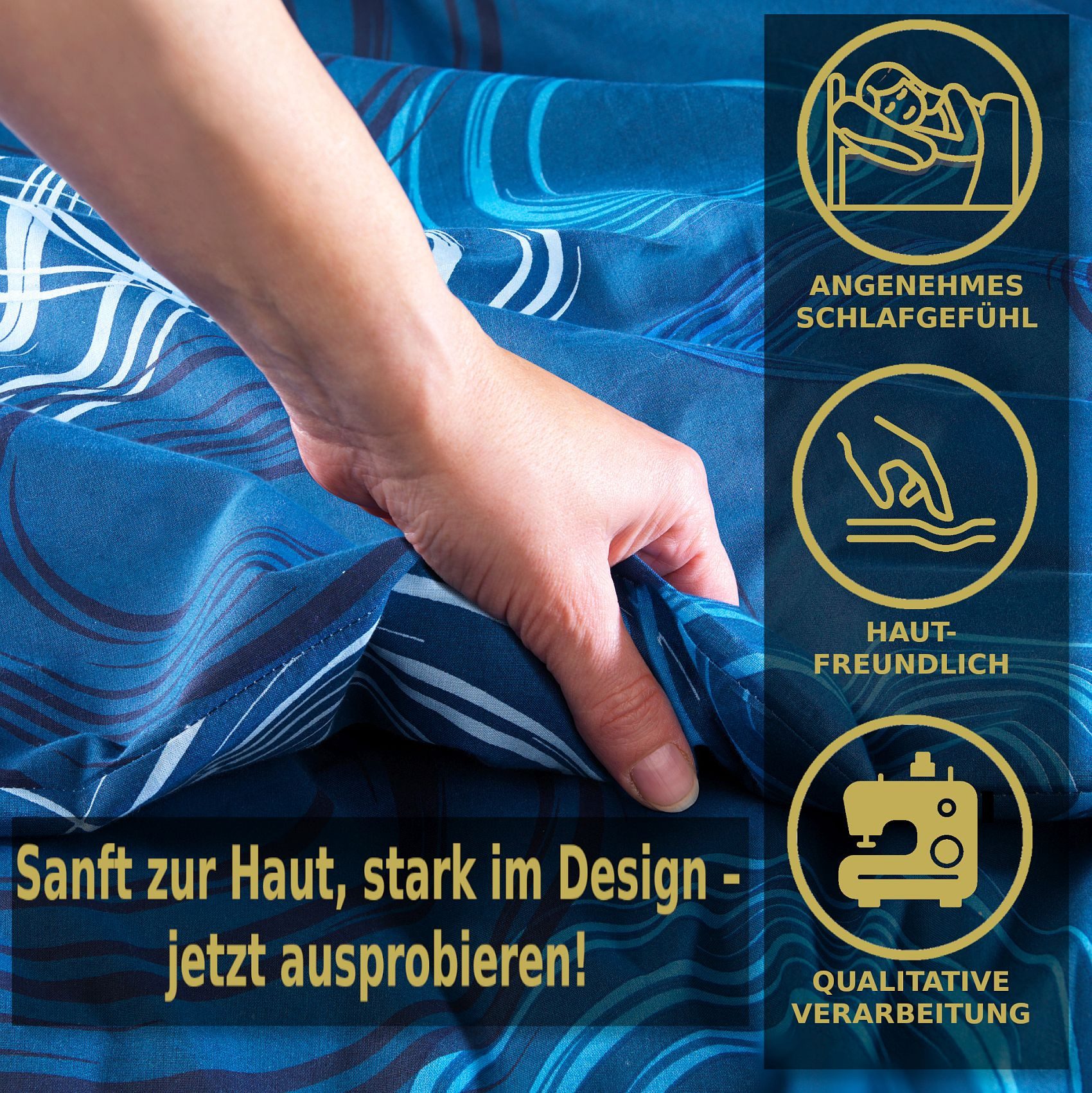 Malika Bettwäsche 135x200 + 80x80 cm atmungsaktiver Baummwoll Renforce Bettbezug, Renforce Baumwolle, 2 teilig, Für Allergiker geeignet, pflegeleicht, angenehm weicher Stoff