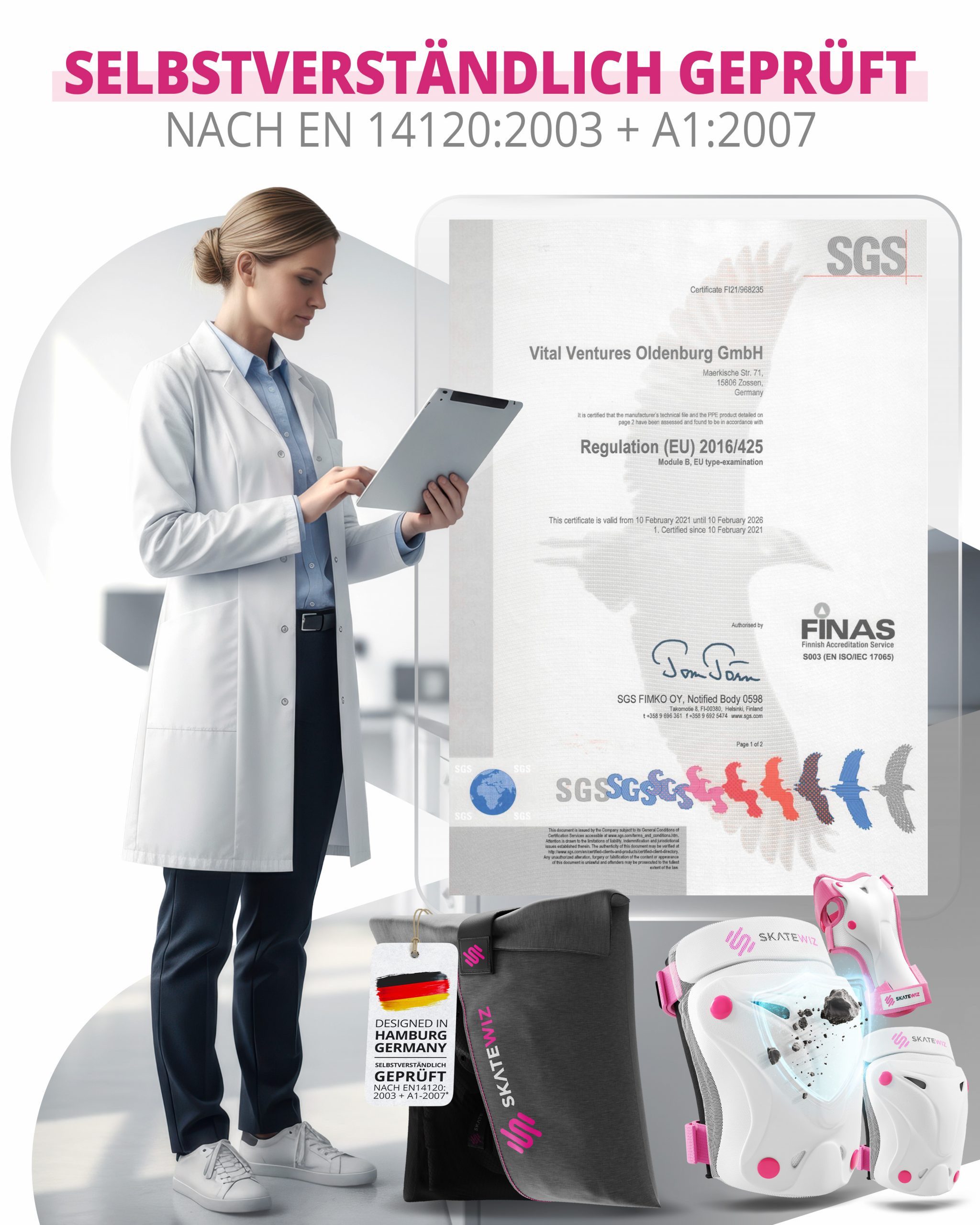 SKATEWIZ Protektoren-Set Schützer Skateboard ab 8 Jahre Protektoren Kinder und Erwachsene (Inline Skate Schonerset, 6-tlg., Knieschoner Geschenke für Kinder - Inliner Schoner), Inline Skate, Skateboard & Schlittschuhe Schoner