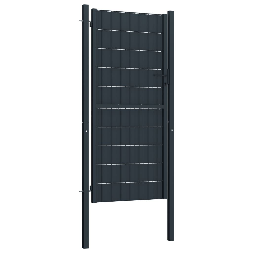 vidaXL Gartentor, Zauntor PVC und Stahl 100x164 cm Anthrazit
