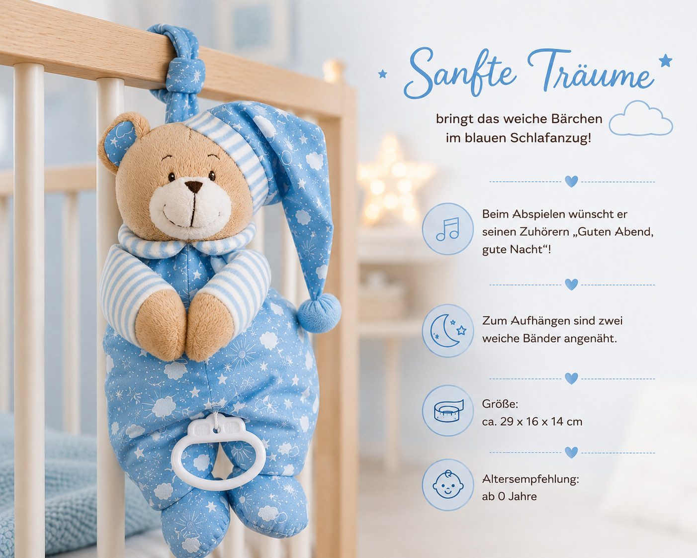dubistda-WINDELTORTEN- Neugeborenen-Geschenkset Geschenkbox Baby Musikspieluhr BÄR + Grußkarte, Geschenk zur Geburt – Bild 5 von 5
