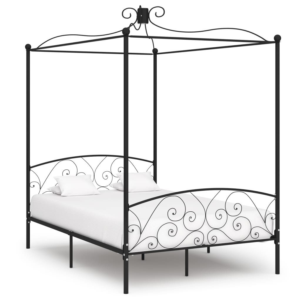 vidaXL Himmelbett 120 x 200 cm Himmelbett-Gestell Schwarz Metall 120x200 cm Bett Bettrah