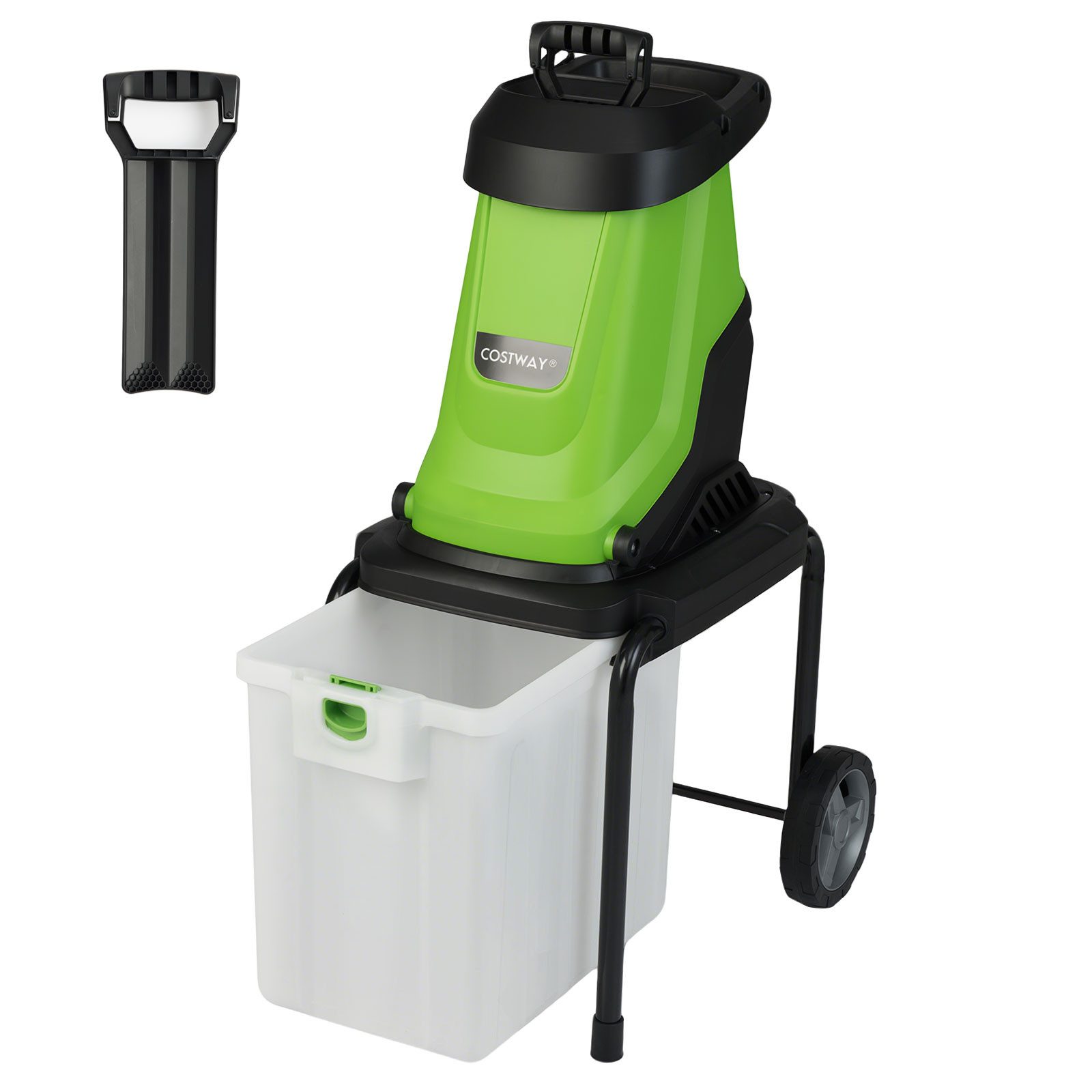 COSTWAY Häcksler, (1-St), 2800W Elektro Gartenhäcksler, mit Rädern, 50L Fangbox