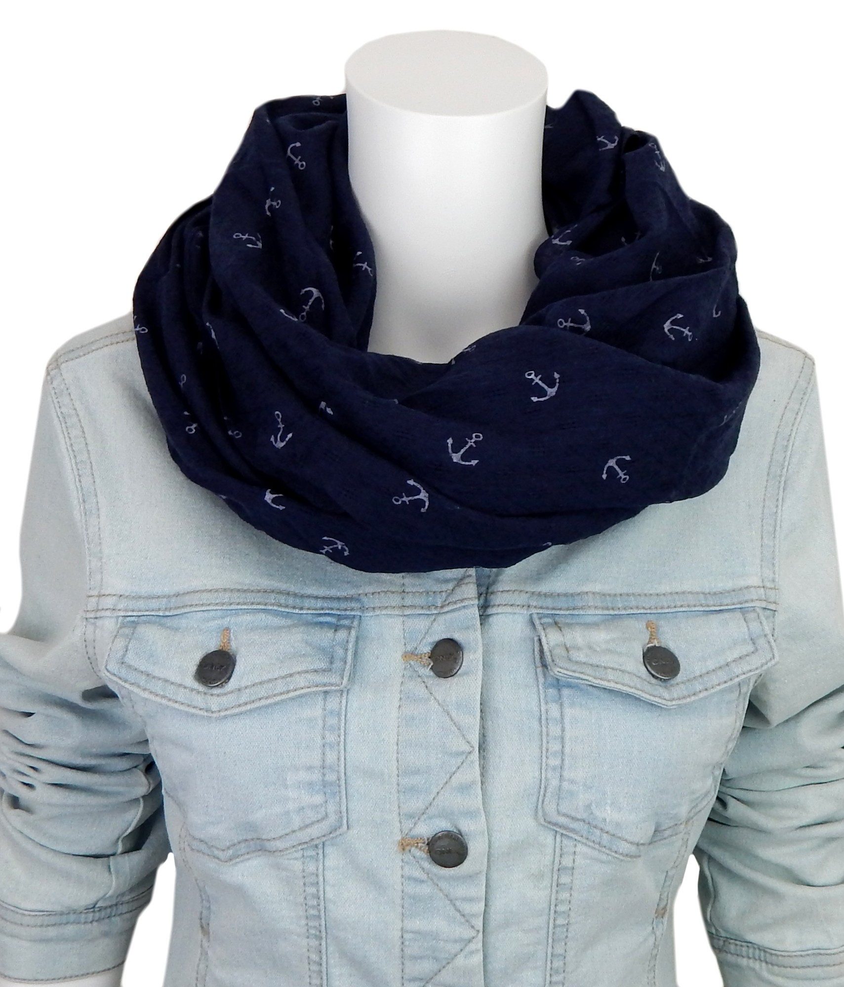 Ella Jonte Loop, maritimer Loop blau weiß Anker Motiv Schal günstig online kaufen