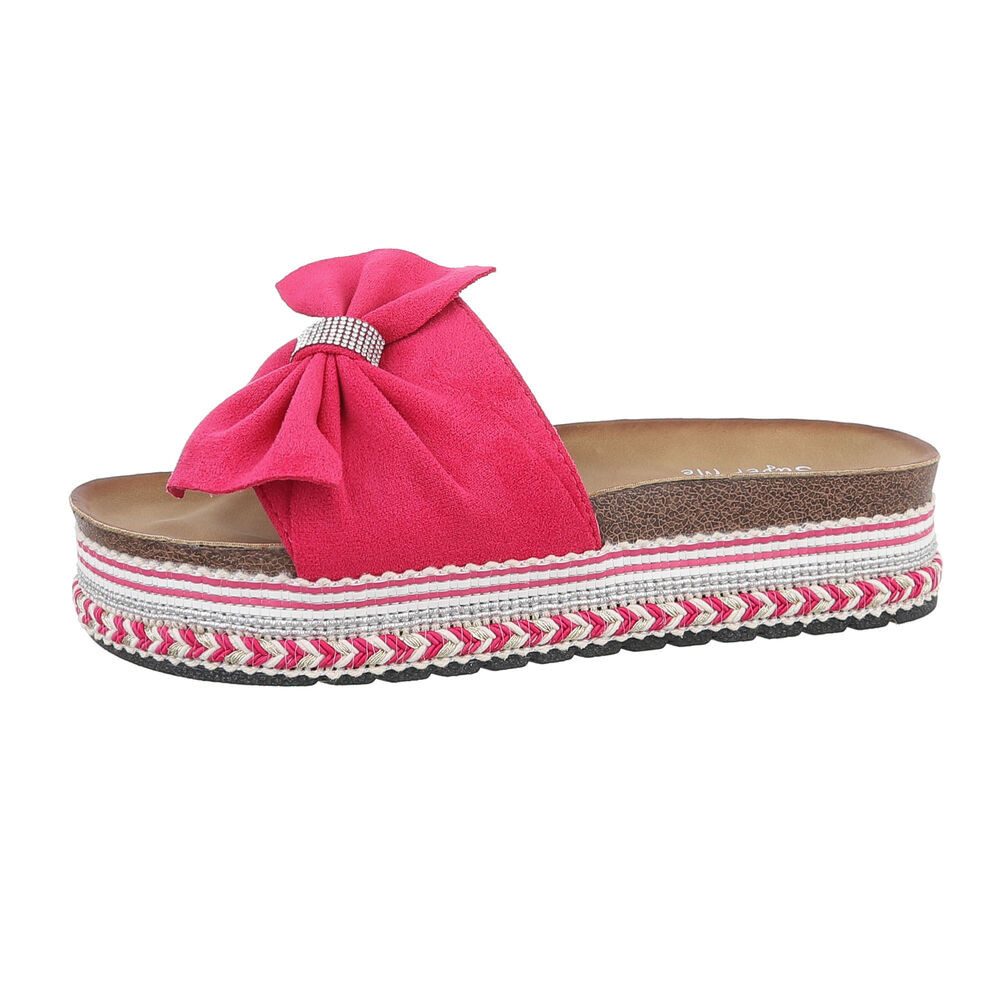 Ital-Design Damen Mules Freizeit Plateausandaletten (86017158) Flach Pantoletten in Pink