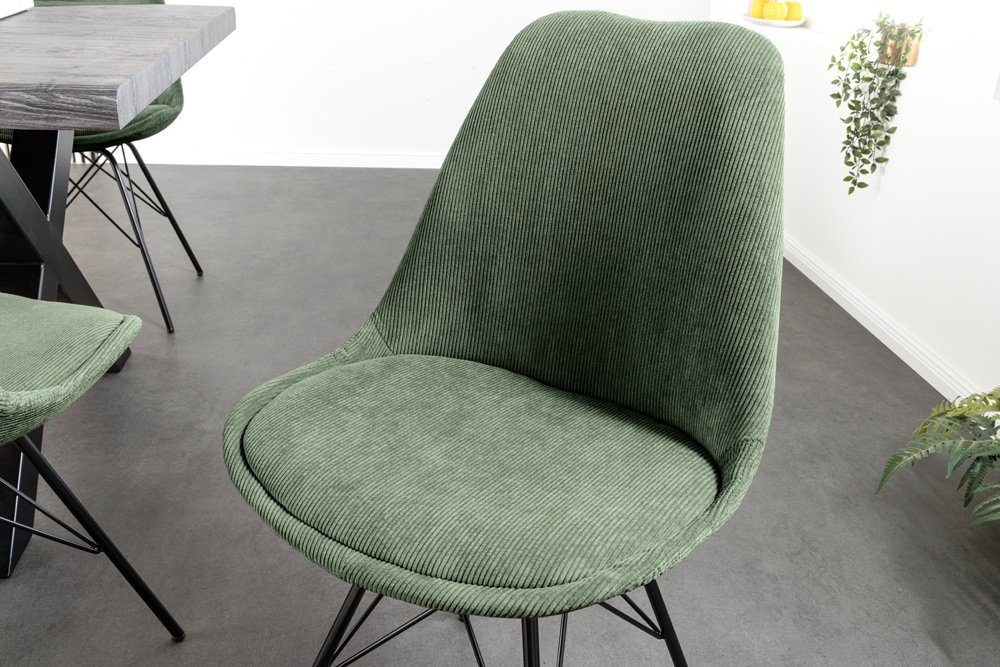 Retro grün 1 (Einzelartikel, · SCANDINAVIA Design · grün grün Esszimmer MEISTERSTÜCK / Wohnzimmer Cord · schwarz St), riess-ambiente · | Metall Polsterstuhl