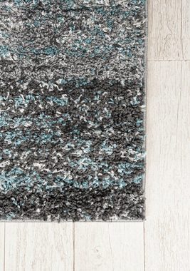 Hochflor-Teppich Hochflor Shaggy Teppich für Wohnzimmer - Höhe 30 mm Grau Blau, Mazovia, 60 x 100 cm, Pflegeleicht, Abstract Meliert, Langflor, Rechteckig, Weich