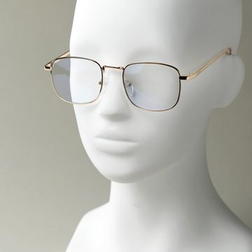 Navaris Brille Vintage Modebrille ohne Sehstärke - Anti Blaulicht - Metallbügel