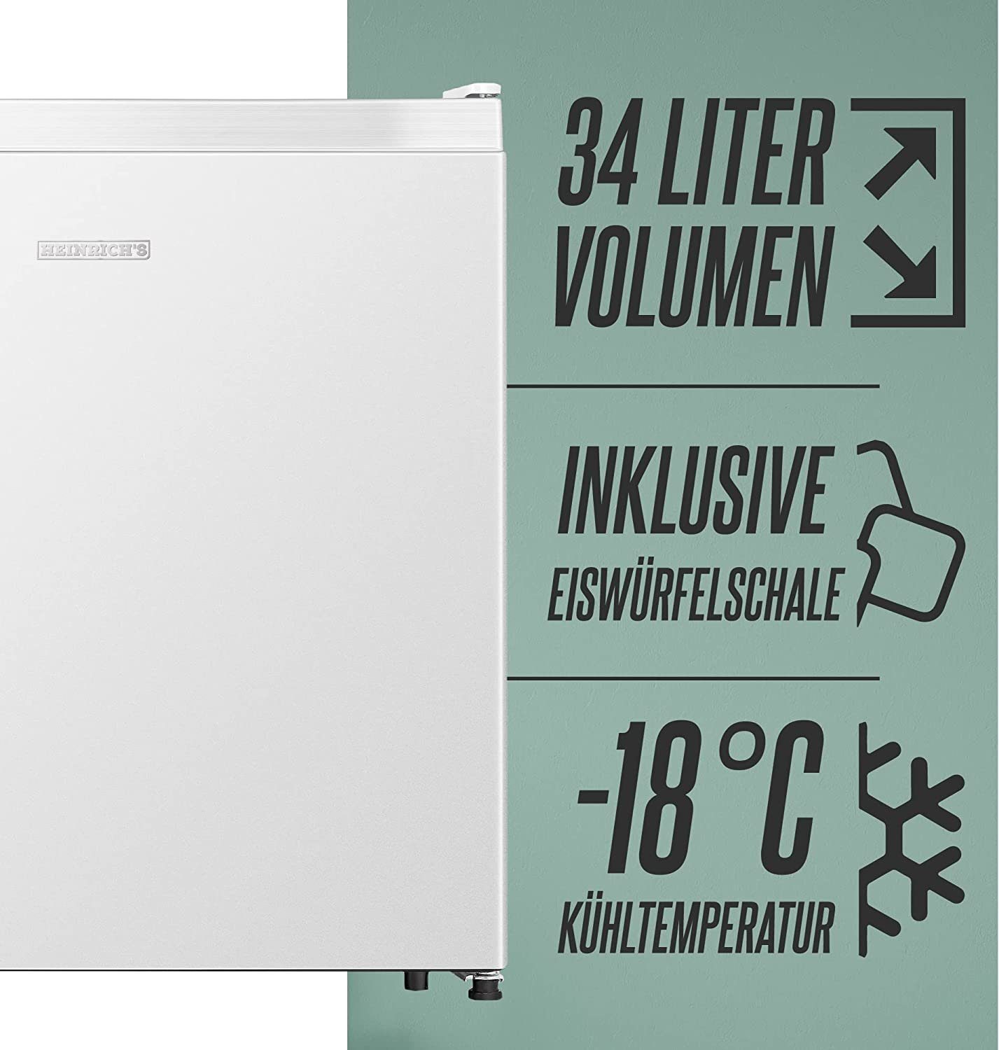 Heinrich´s Gefrierschrank Mini Freezer HGB 4088 W, 51 cm hoch, 44 cm breit, Gefrierbox, 39db, Freezer 33L perfekt Tiefkühlen – Bild 3 von 5