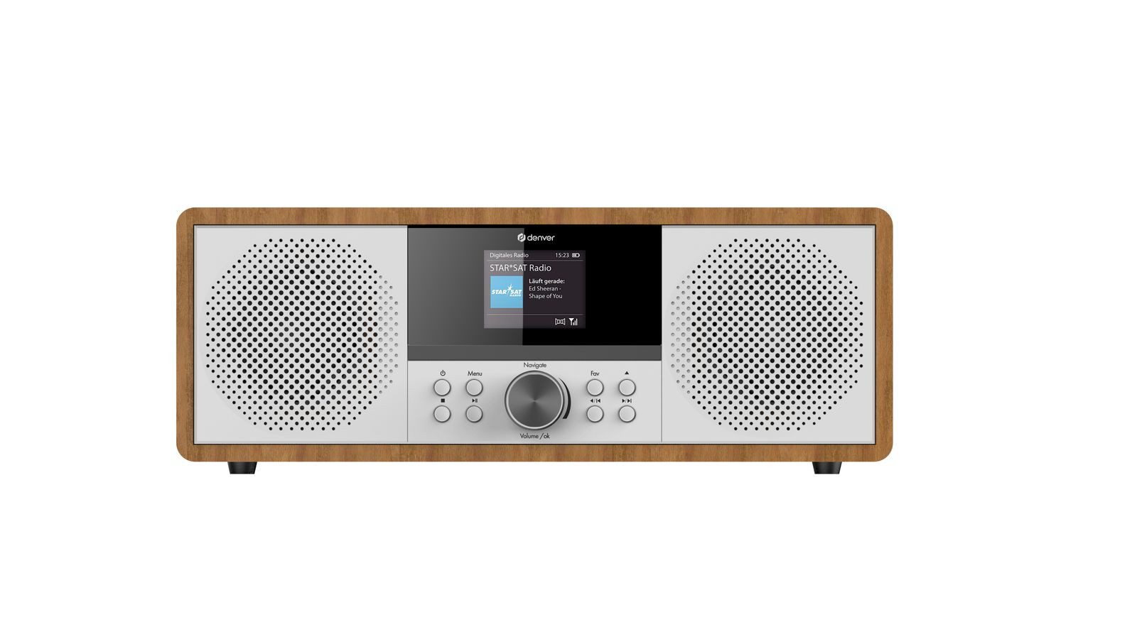 Denver MIR-270 DW Internetradio, DAB+, CD-MP3, Bluetooth, Equalizer Internet-Radio (20 W, Holzgehäuse, Farbdisplay, Kopfhöreranschluss, Fernbedienung)