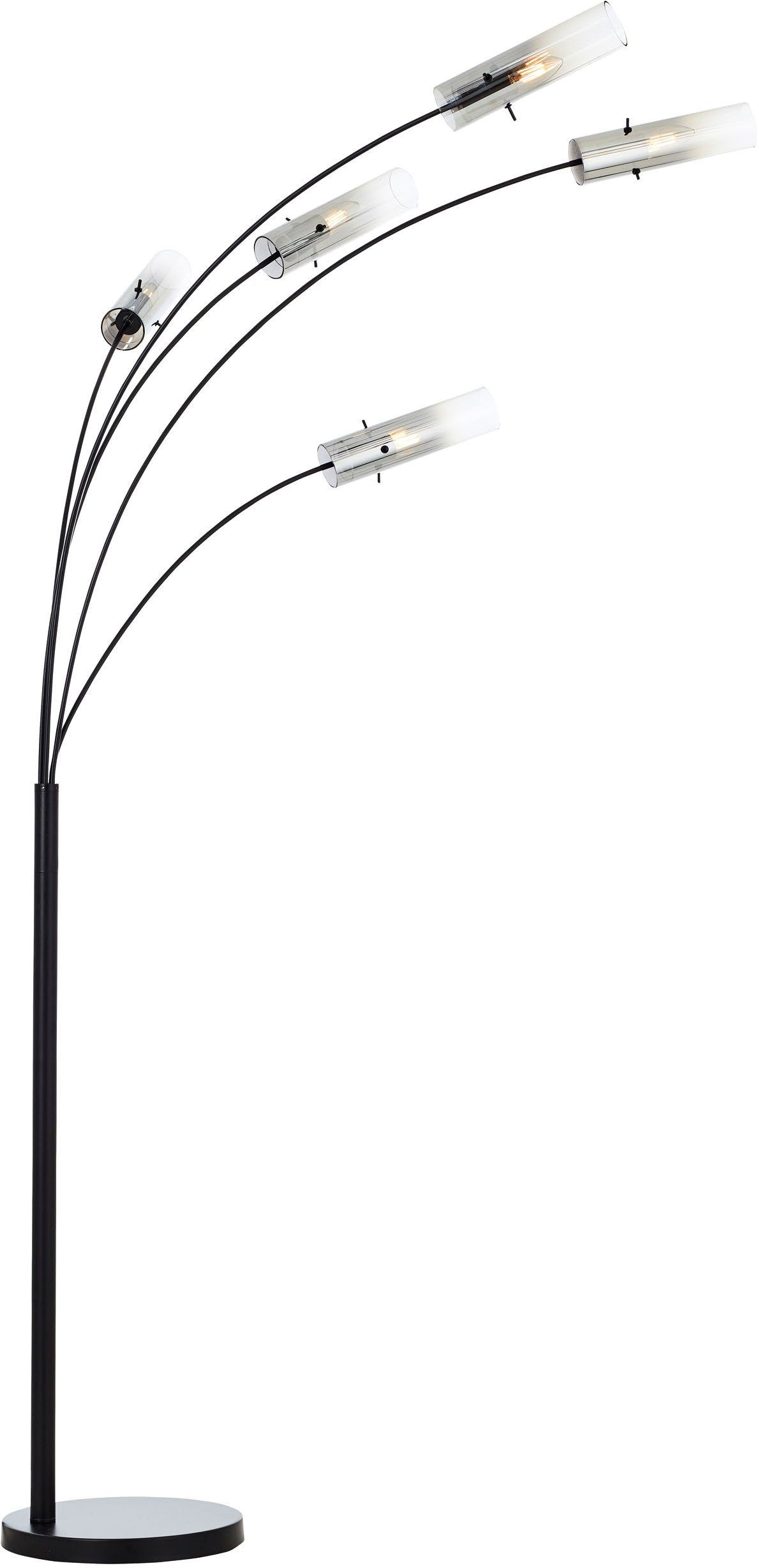 Brilliant Stehlampe Glasini, ohne Leuchtmittel, 200 x 30 x 73 cm, 5 x E14, Metall/Rauchglas, matt schwarz | Standleuchten