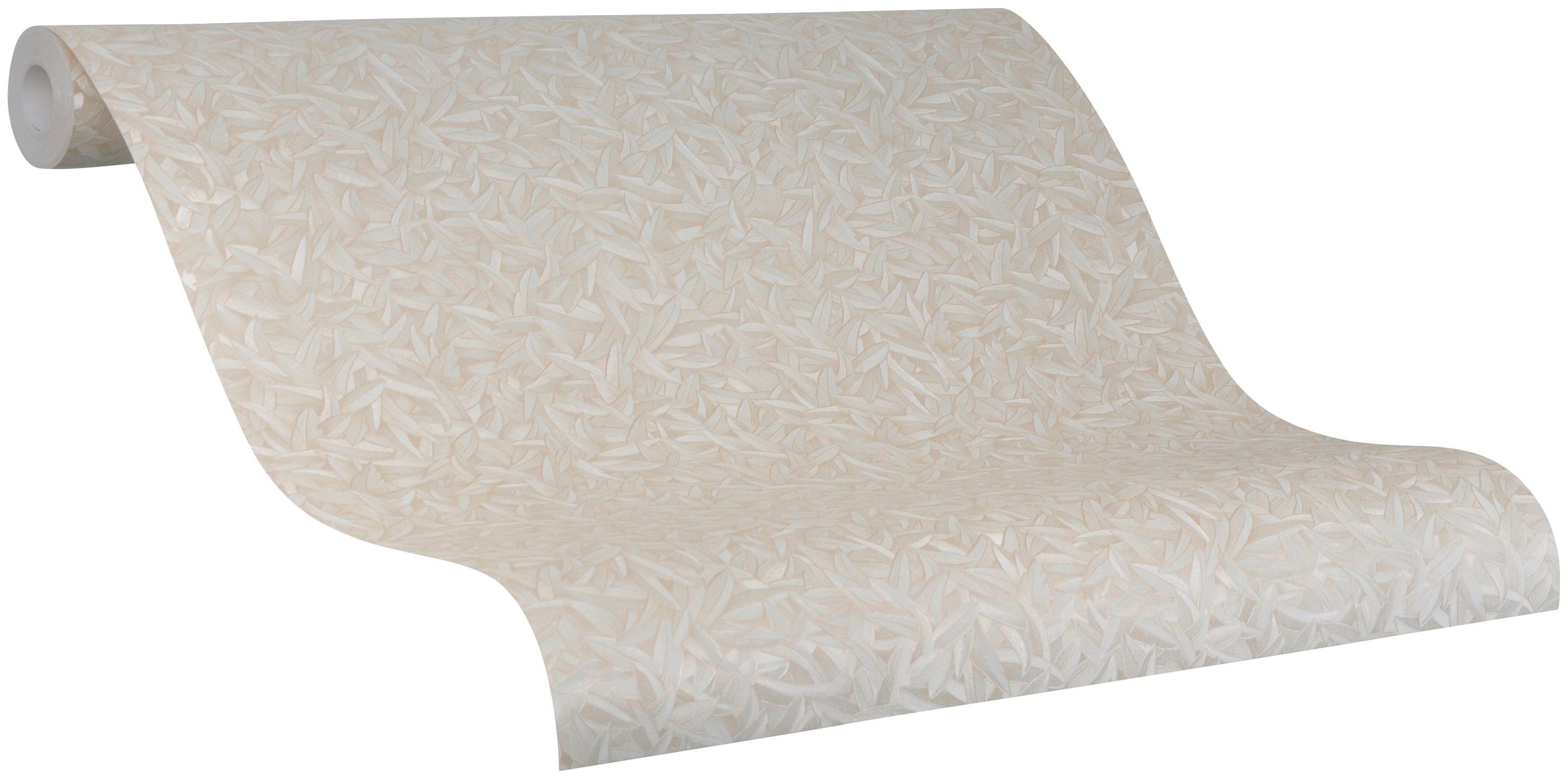 Glööckler Vliestapete, 3D-Optik, glänzend, schimmernd, (1 St), Blattmotiv, moderne Tapete für Schlafzimmer Wohnzimmer Küche