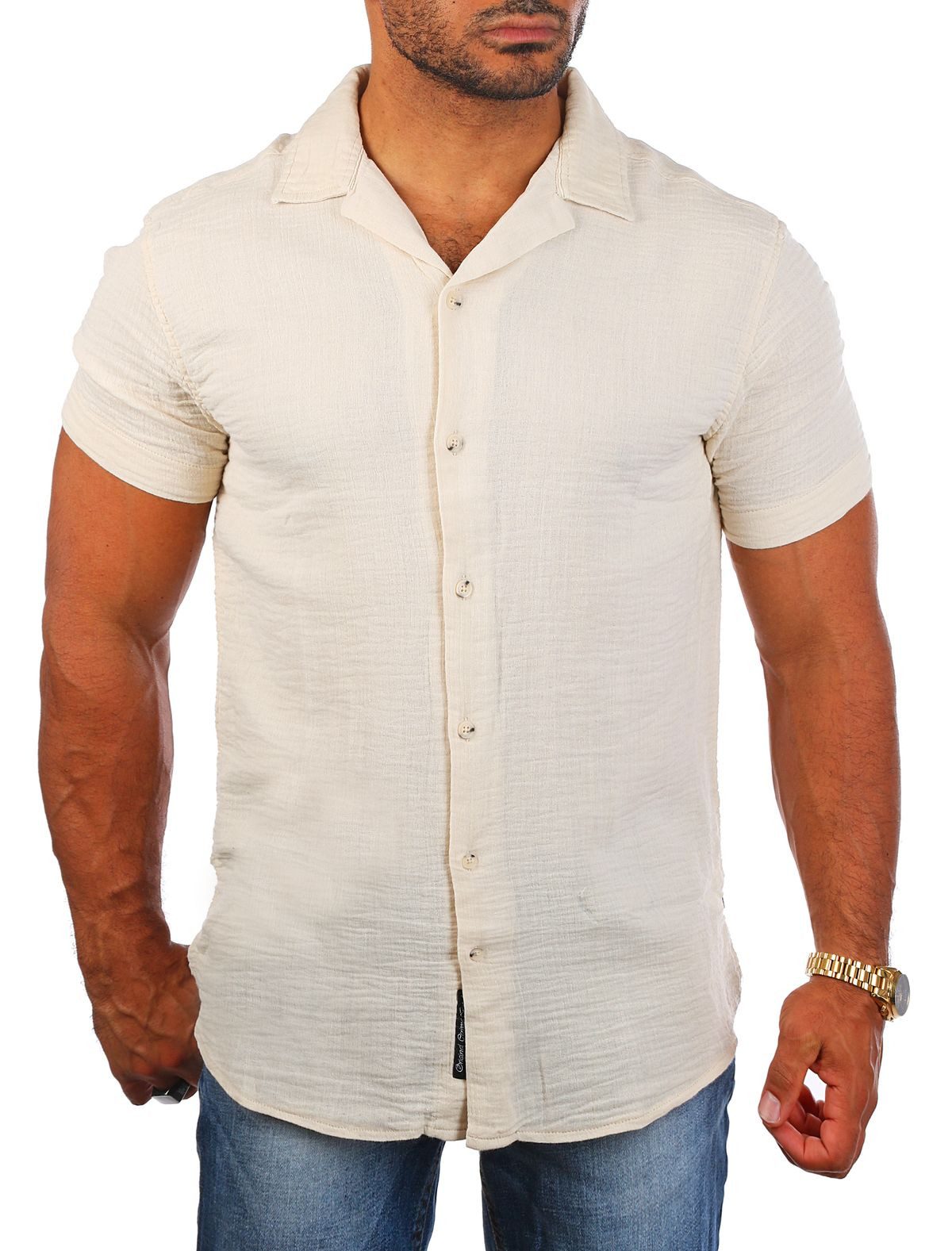 CARISMA Kurzarmhemd Carisma Herren Musselin Baumwoll Strand Hemd angenehm l günstig online kaufen