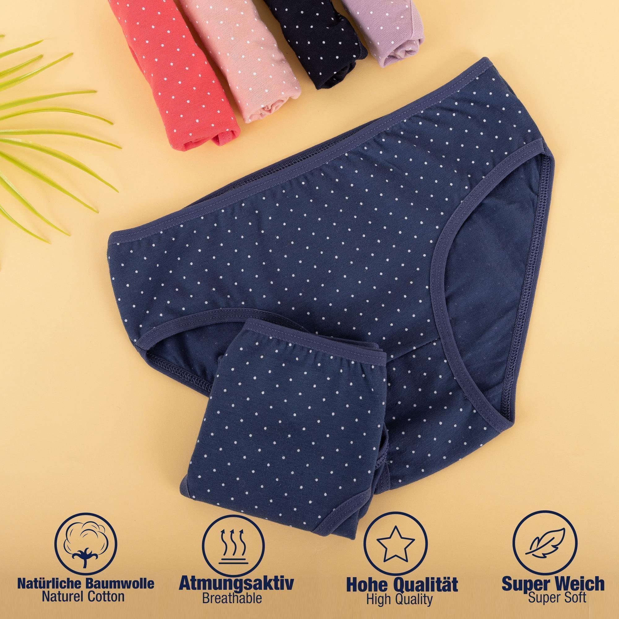 LOREZA Slip 10er Set Mädchen Slips - Punkte - Bunt (Spar-Packung, 10-St) – Bild 5 von 5