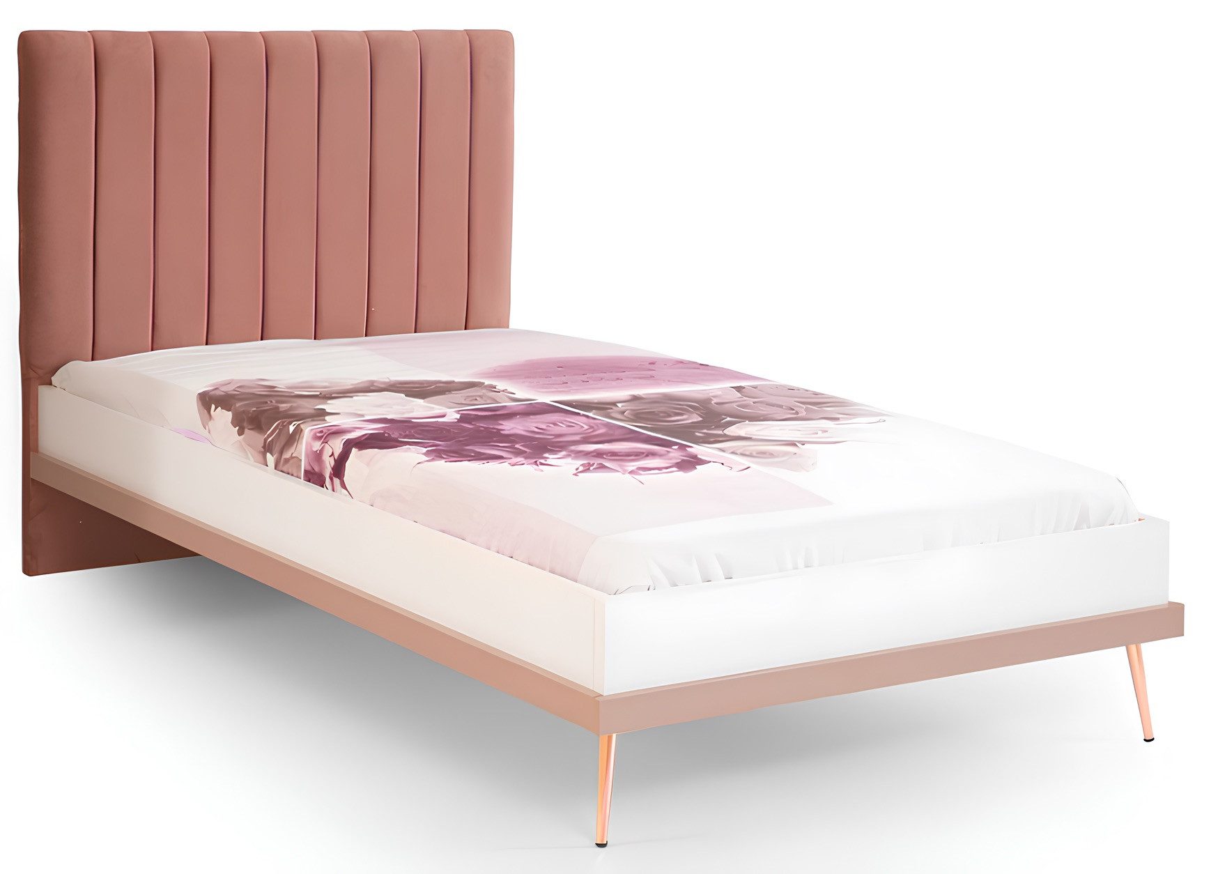 Xlmoebel Jugendbett Rosa Designer Holzbett für stilvolle Schlafzimmer (Jugendbett, 1-tlg., Rosa Designer Holzbett), Hergestellt in Europa