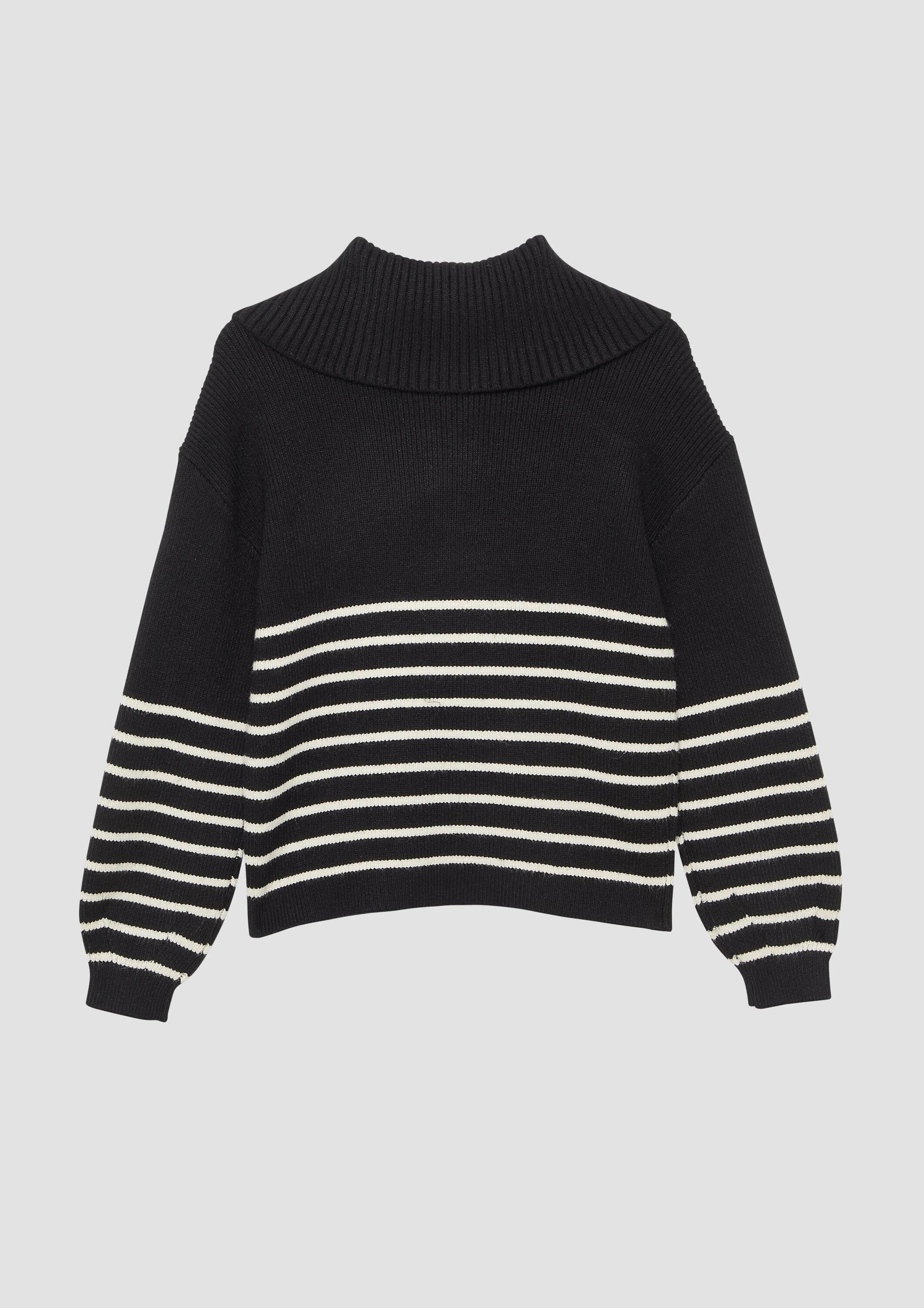 s.Oliver Longpullover Strickpullover Weicher Strickpullover mit hohem Troyer-Kragen