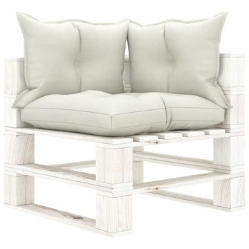 vidaXL Gartenbank Garten-Palettensofa 4-Sitzer mit Kissen in Beige Holz