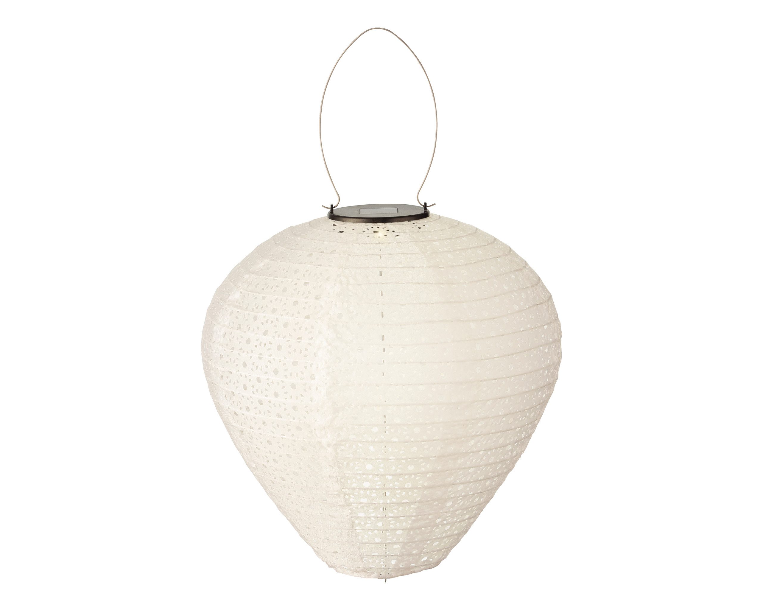 Lumineo LED Solarleuchte, Dauerlicht, warmweiß, Solar LED Laterne Nylon 30x28cm Weiß /Warmweiß Ornament Gartenlampion