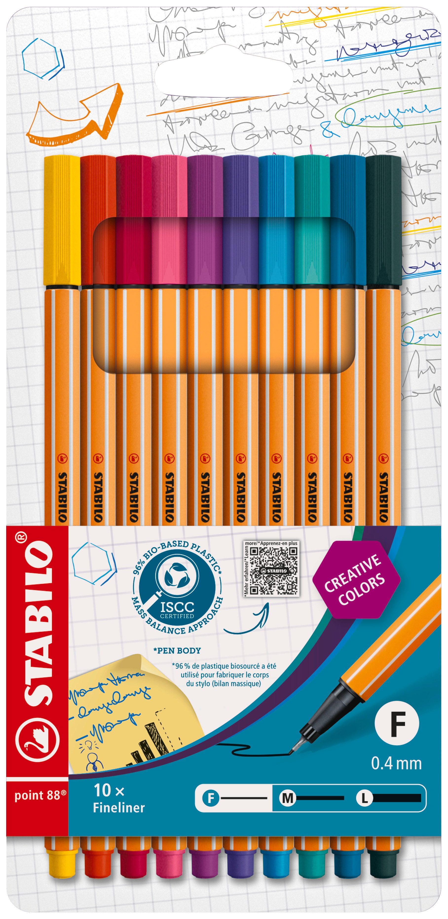 Fineliner STABILO point 88 Fineliner - 0,4 mm - 10er Set