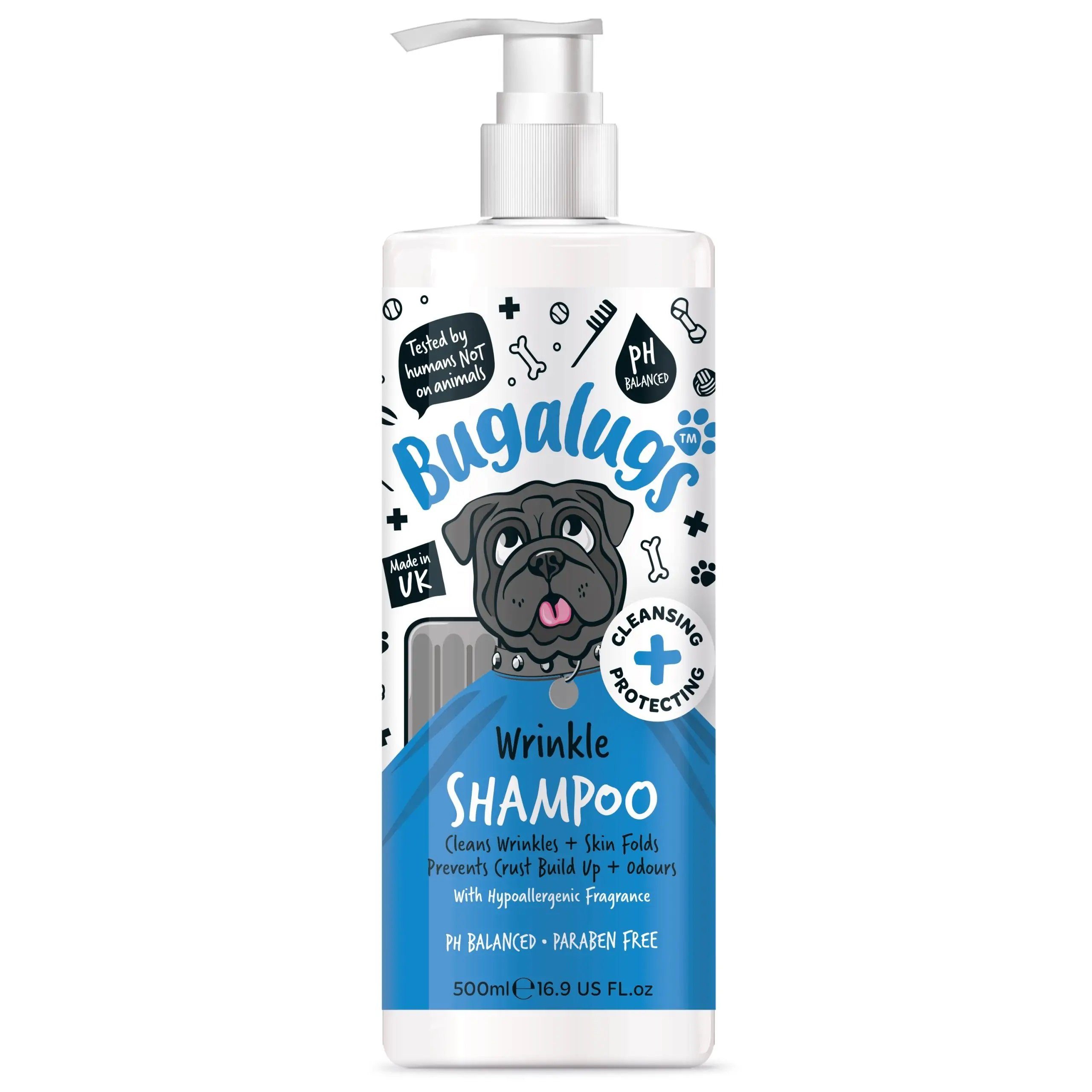 Bugalugs Tiershampoo Bugalugs Shampoo für Hunde mit Falten für optimale Pflege Bulldoggen, 500 ml, (1-St), ph neutral, Hundeshampoo, für Hunderassen mit Falten