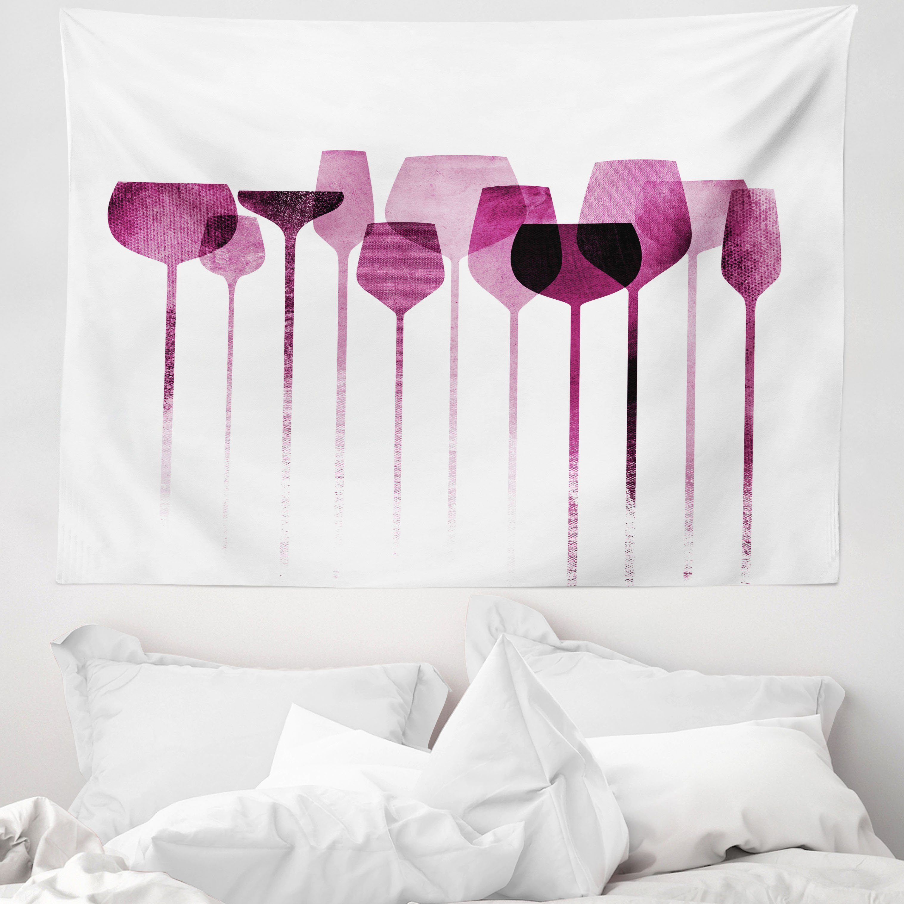 Wandteppich aus Weiches Mikrofaser Stoff Für das Wohn und Schlafzimmer,  Abakuhaus, rechteckig, Wein Artwork Party Brille
