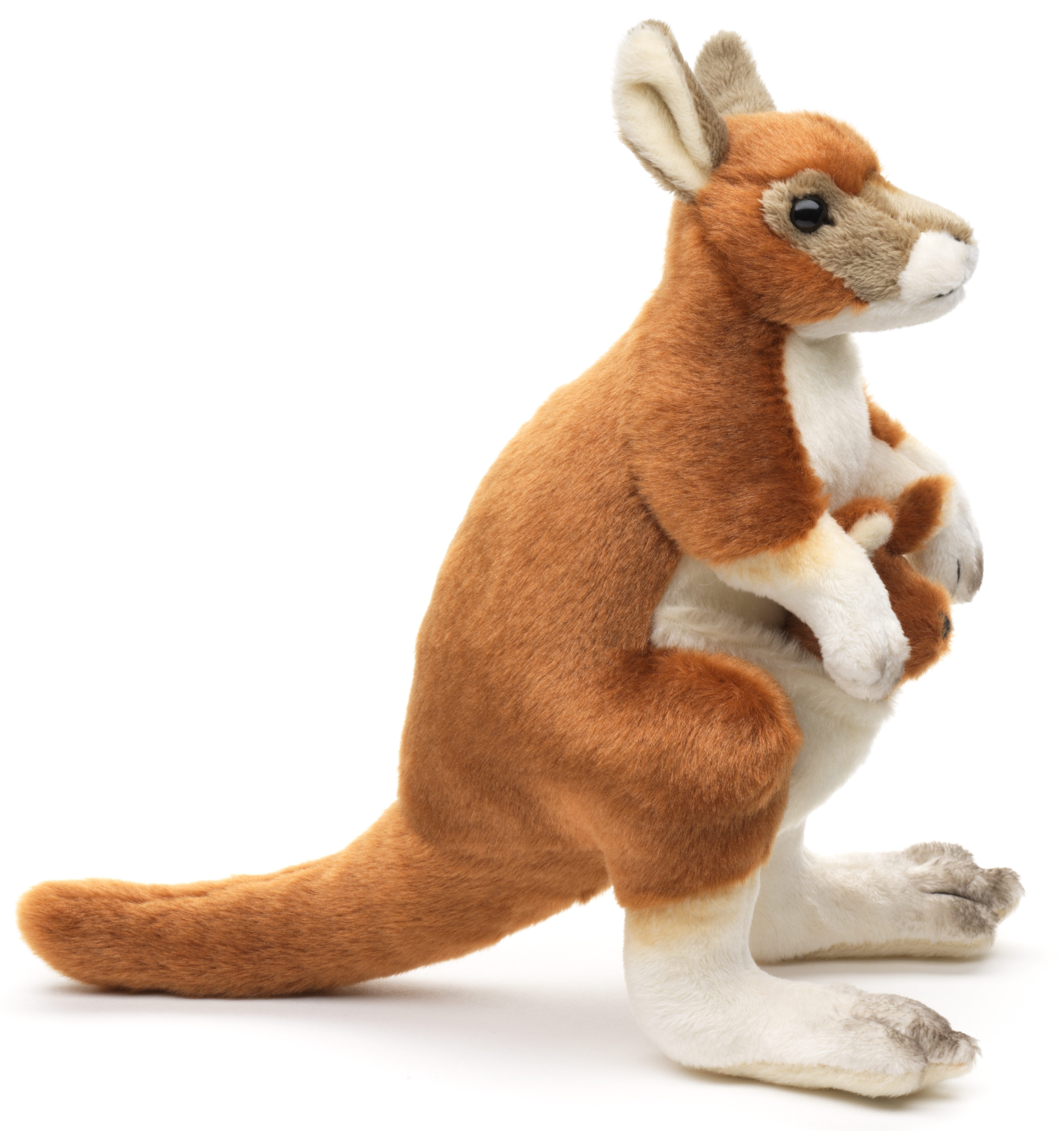 Uni-Toys Kuscheltier Känguru mit Baby (angenäht) - 23 cm (Höhe) - Plüschtier, Kuscheltier, zu 100 % recyceltes Füllmaterial