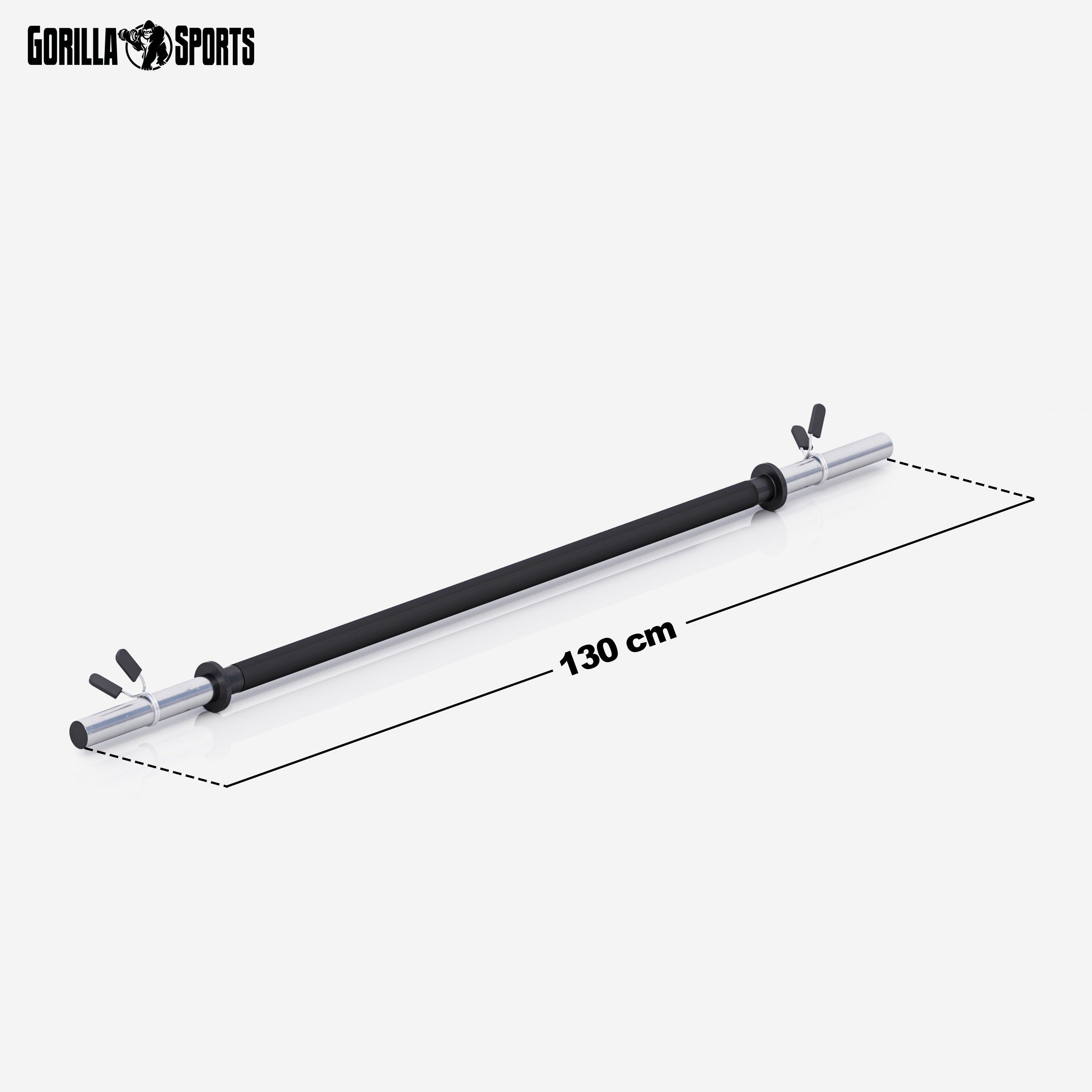 GORILLA SPORTS Langhantelstange Langhantel Aerobic Chrom in Schwarz mit 130 cm, 130 cm (3-tlg)