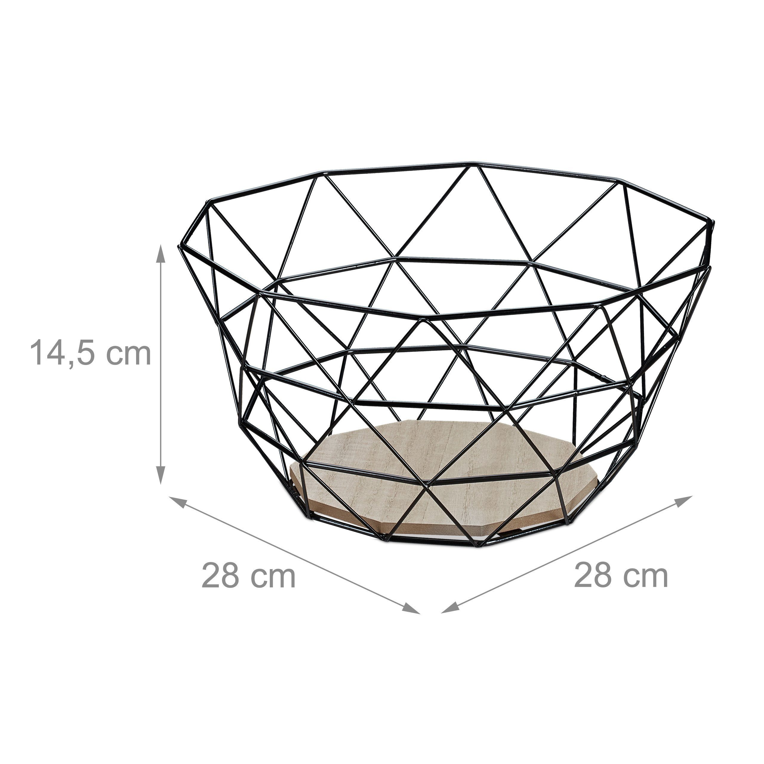 relaxdays Obstschale Obstkorb Gitter Design, Eisen, schwarz
