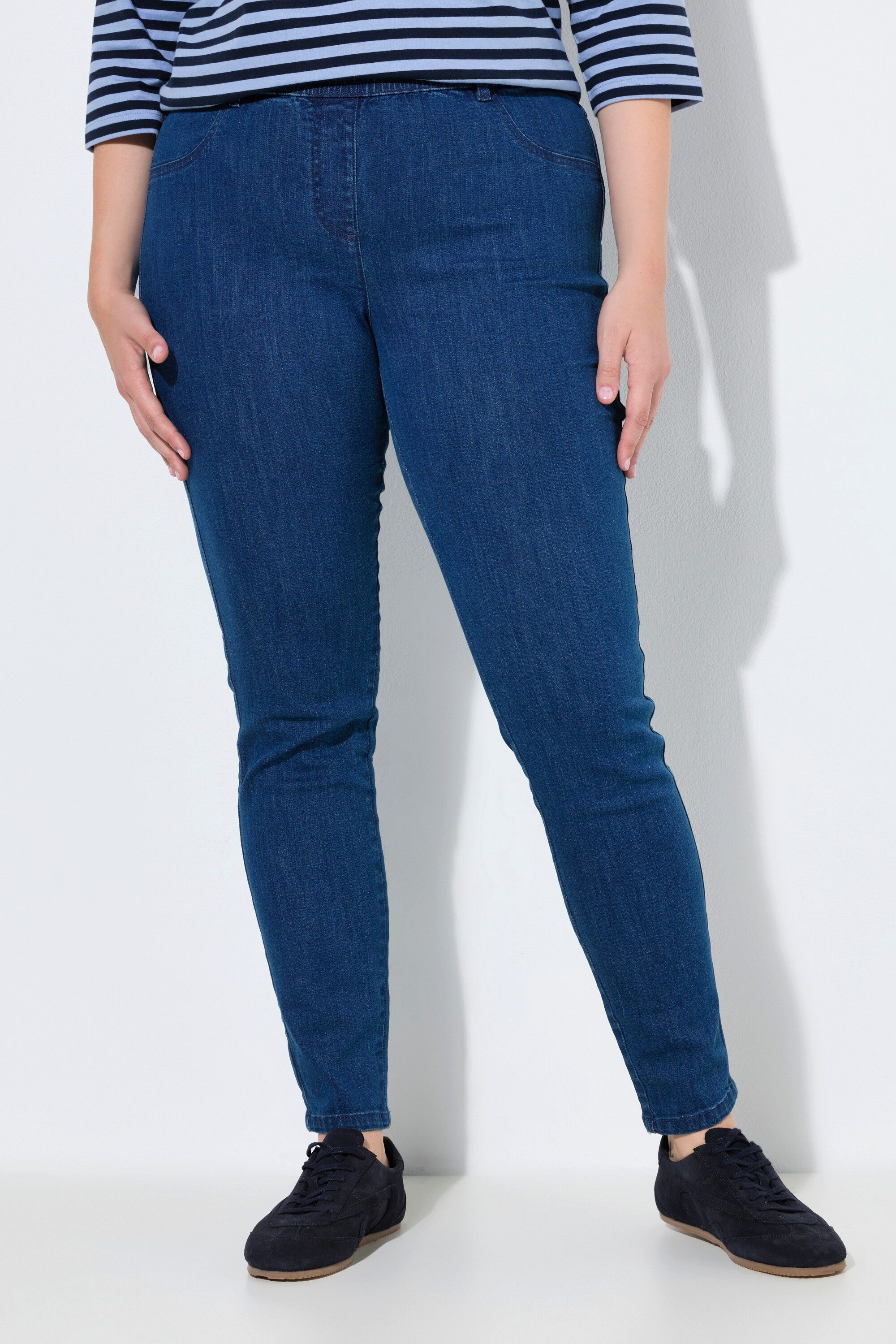 Ulla Popken Jeggings Jeggings schmales Bein Elastikbund Biobaumwolle