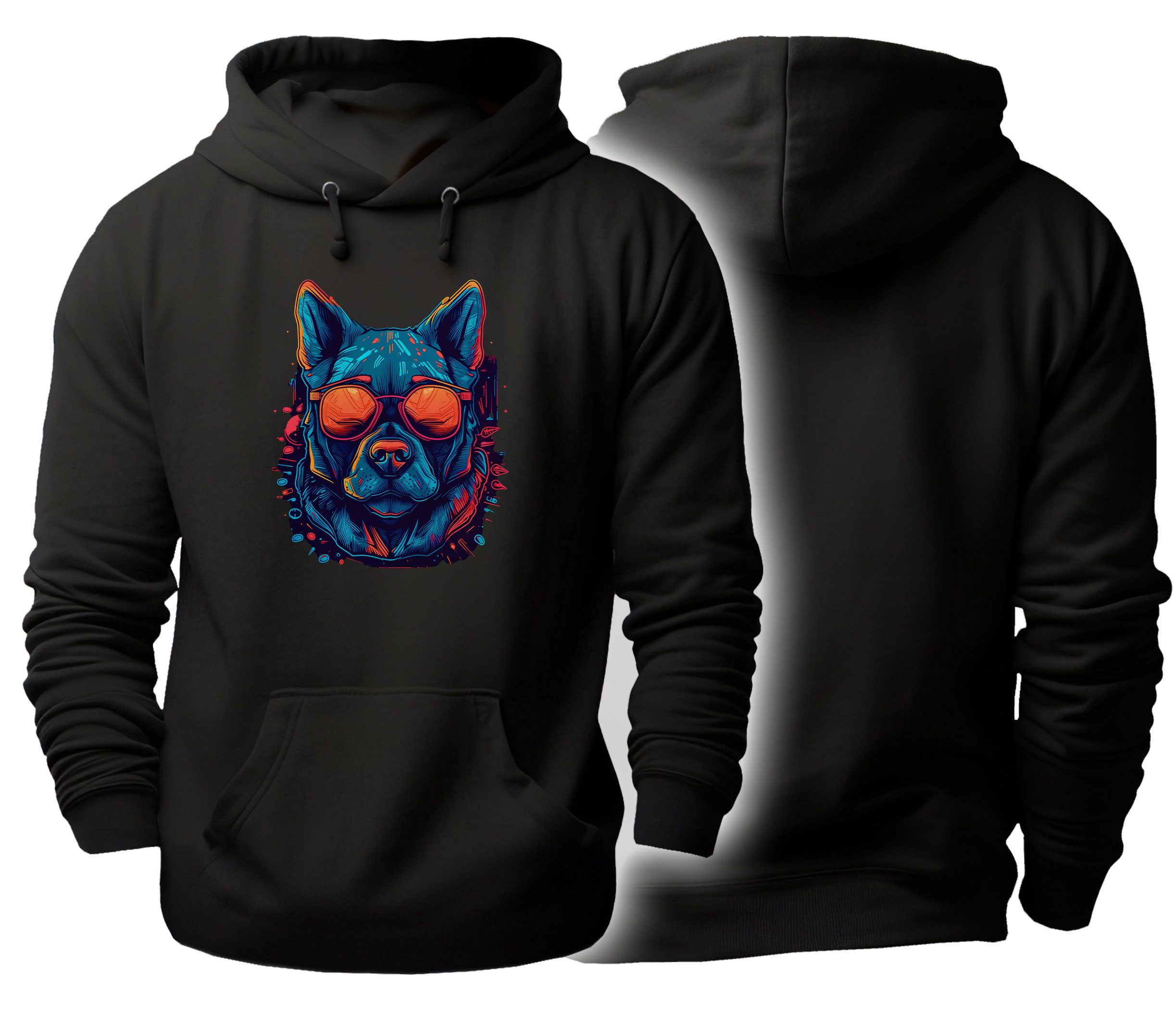 MyDesign24 Hoodie Urbaner Streetart Kapuzen Pullover - Neon Hundekopf Kapuz günstig online kaufen