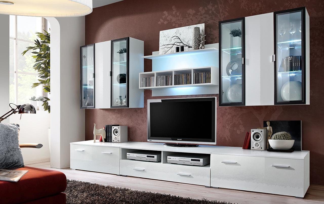 Holz TV-Ständer/Wandregal/2x (6-St., Wandschrank), Europa TV-Ständer in Designer Made Modern Wohnwand Wohnzimmer JVmoebel Einrichtung Möbel, 3x