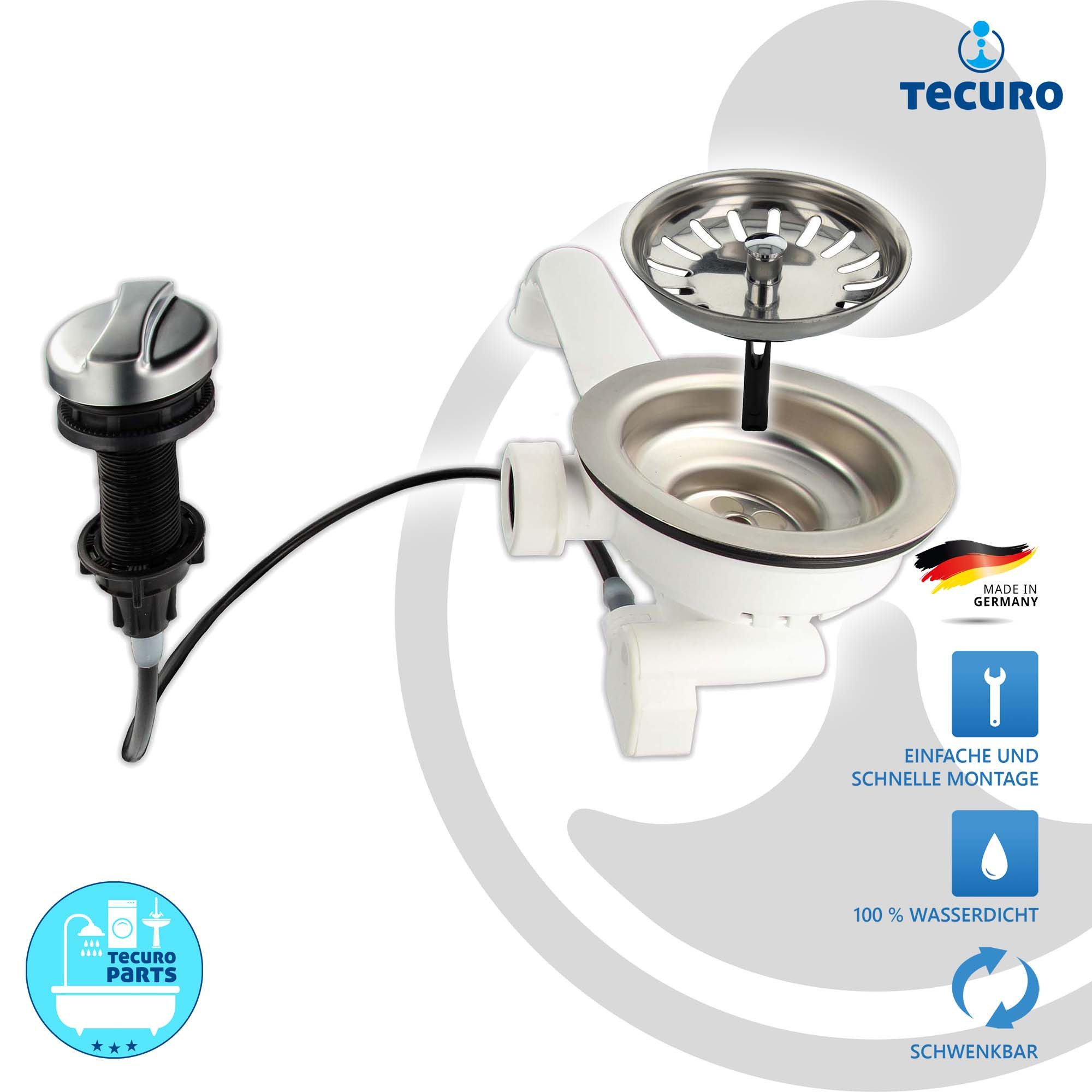 tecuro Siphon 3 1/2 Zoll Spülen-Siebkorbventil günstig online kaufen