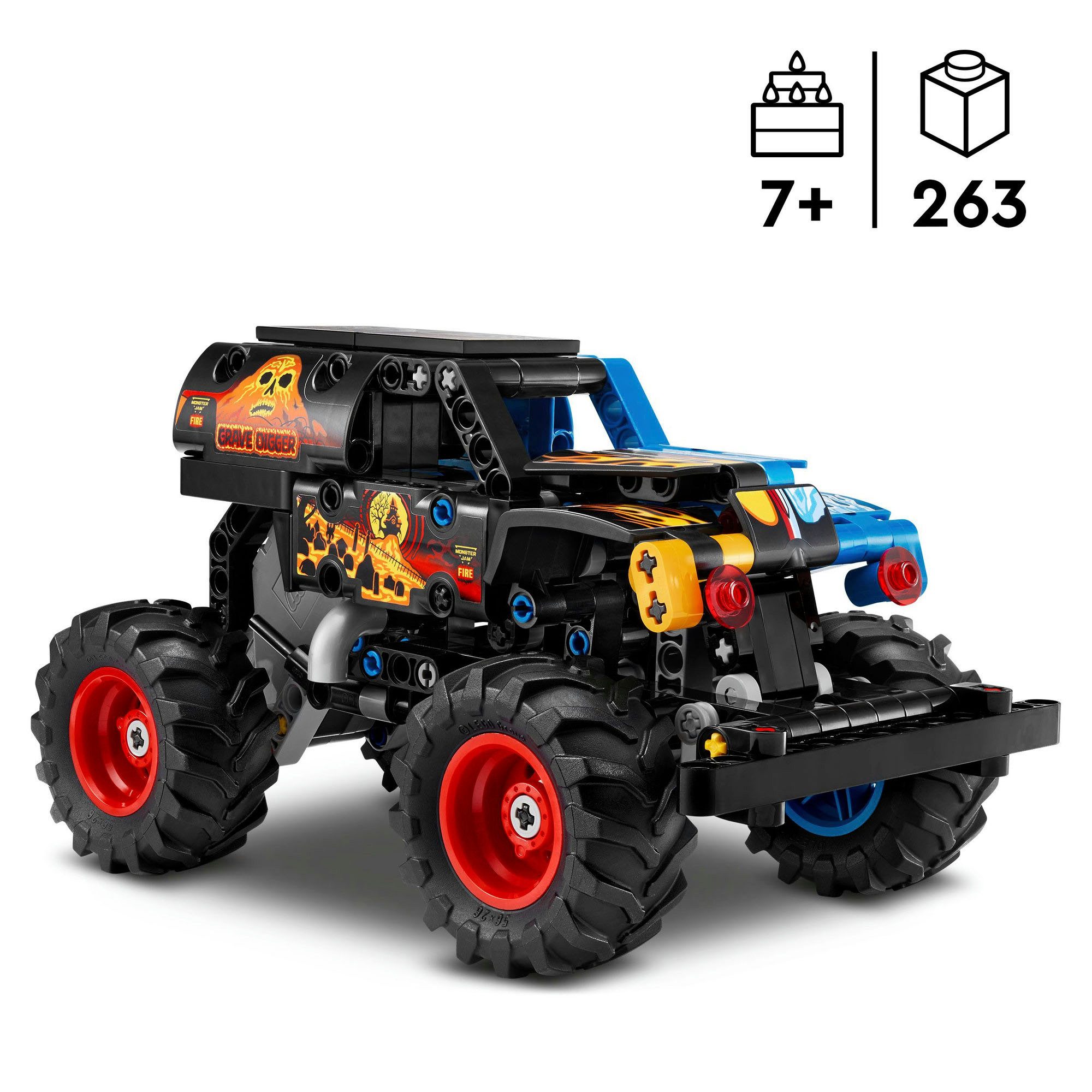 LEGO® Monster Jam Grave Digger Feuer und Eis (42219), LEGO Technic Konstruktionsspielsteine, (263 St)