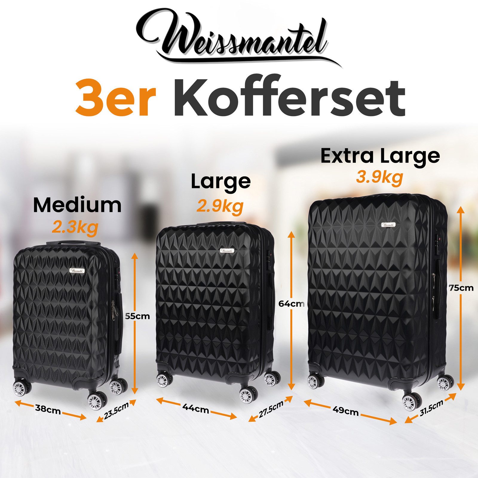Weissmantel Koffer 3er Set, Hartschalenkoffer, Trolley, günstig online kaufen