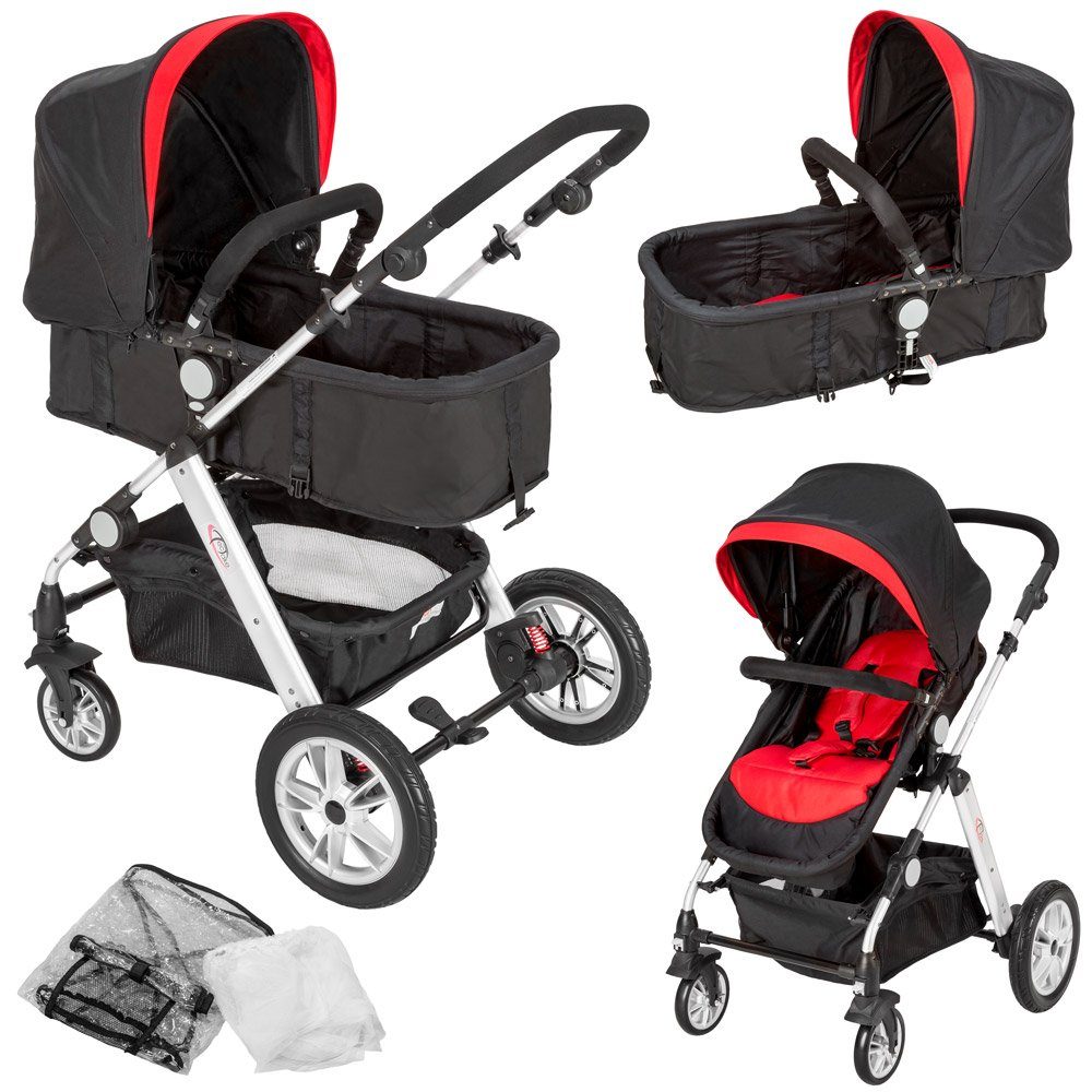 tectake Kombi-Kinderwagen »Kinderwagen«, Gummierte Räder hinten,  5-Punkt-Sicherheitsgurt online kaufen | OTTO