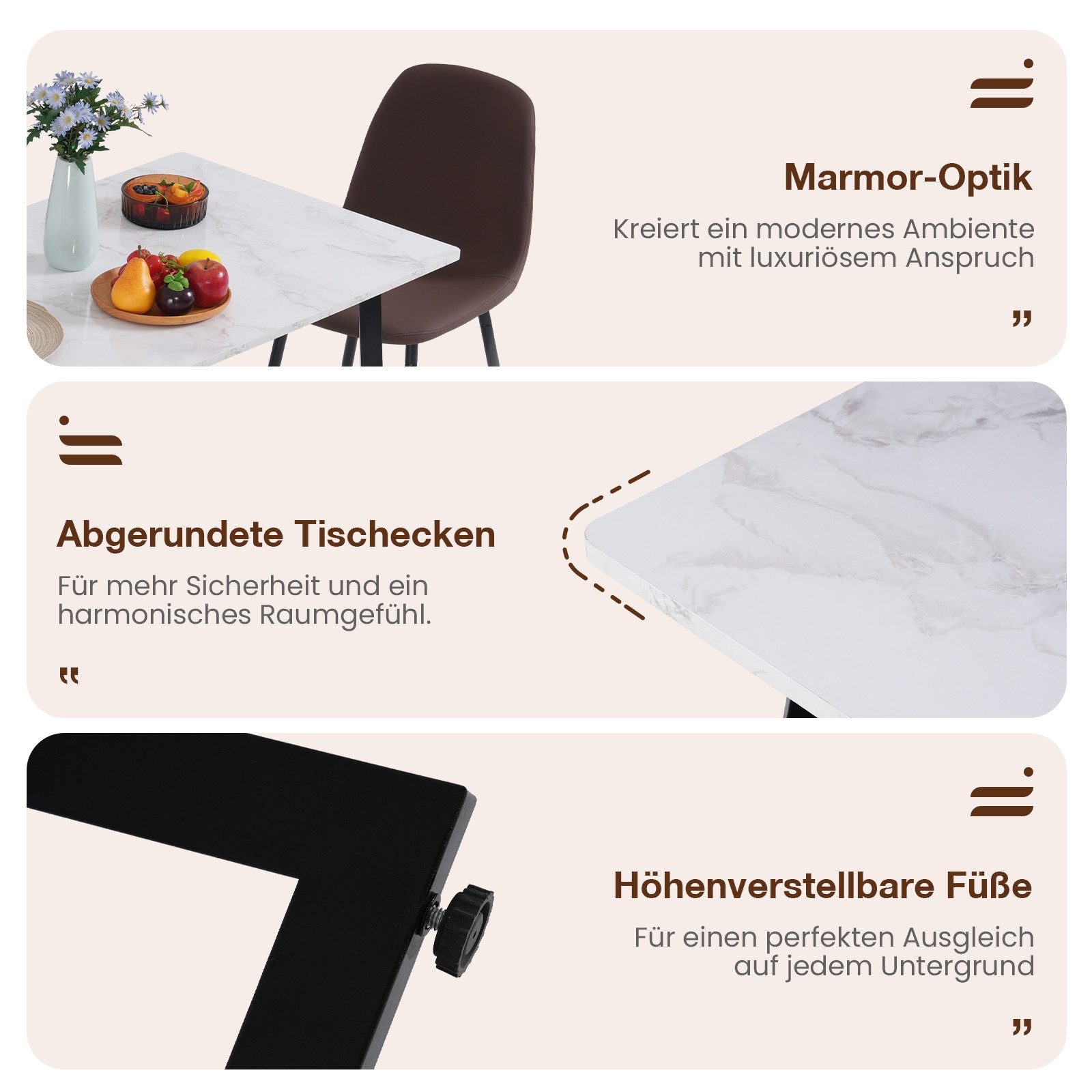 JOIVI Essgruppe 5-Teiliges Esstisch Set mit 4 Stühle, (Esszimmer Set mit Esstisch und 4 Essstühle, Essgruppe für Esszimmer, Küche, Wohnzimmer), 2 Packet