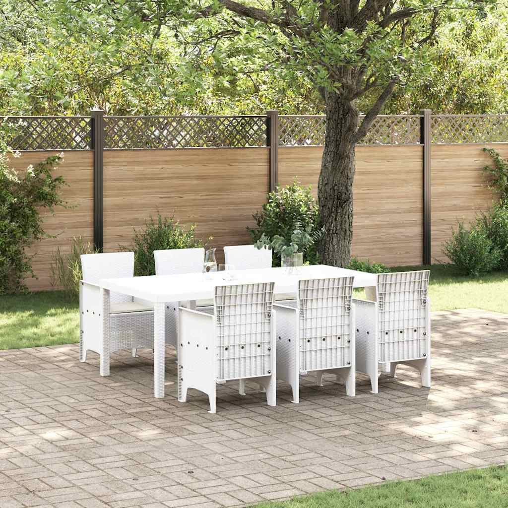 vidaXL Gartenlounge-Set Garten Essgruppe 7 Stk. Weiß Polypropylen, (7-tlg)