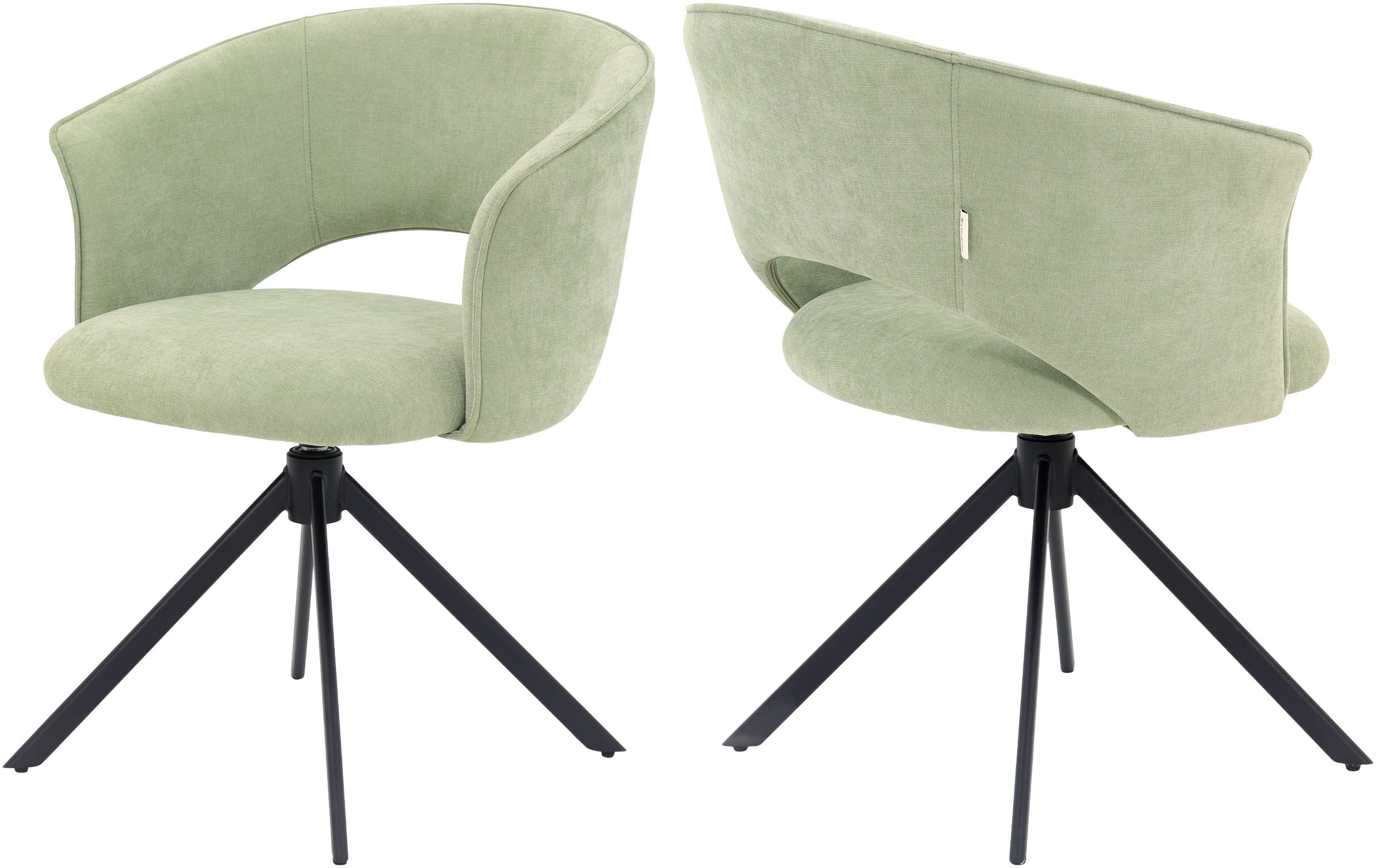 TOM TAILOR HOME Armlehnstuhl CURVY ARMCHAIR (Set, 2 St), mit Armlehnen, drehbar, Rückholfunktion, Rückenausschnitt