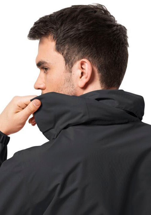 Jack Wolfskin Regenjacke STORMY POINT 2L JKT M mit Kapuze, hoch geschlossener Ausschnitt, wasserdicht – Bild 4 von 5