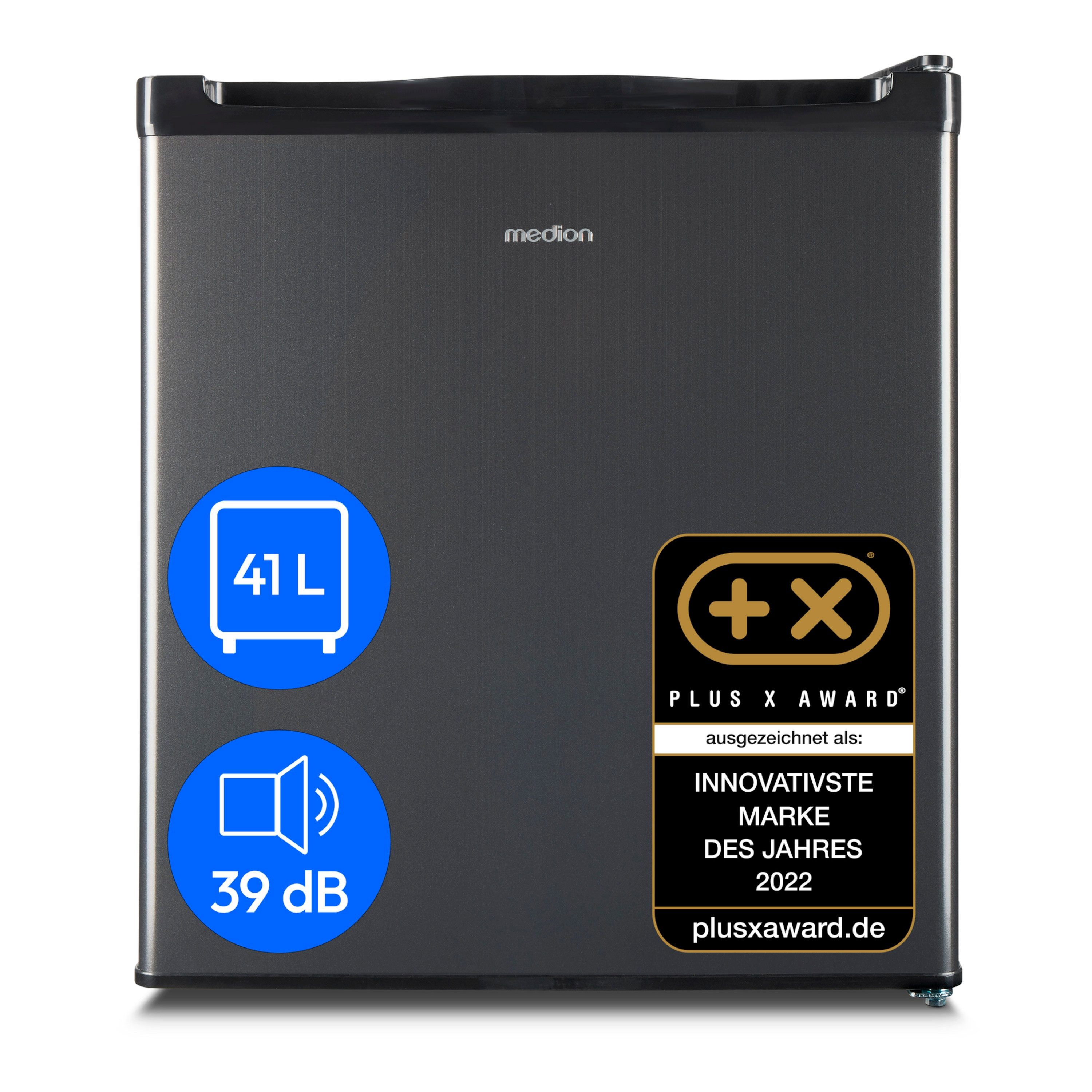 Medion® Kühlschrank MD37724, 51 cm hoch, 44 cm breit, 41 Liter, Türanschlag wechselbar, manuelle Temperatureinstellung