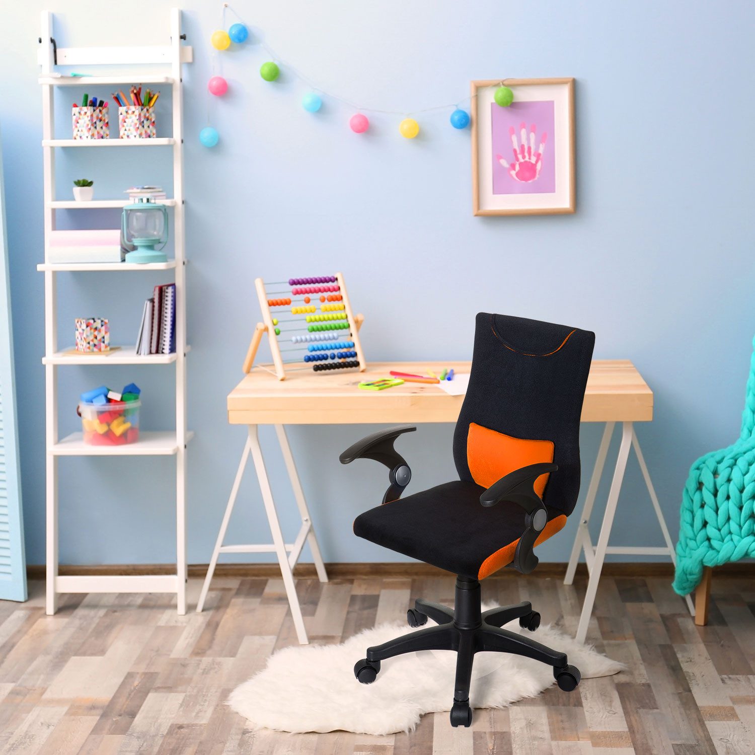 hjh OFFICE Drehstuhl Kinderdrehstuhl KIDDY PRO AL Stoff mit Armlehnen (1 St), Kinder Bürostuhl mitwachsend, ergonomisch