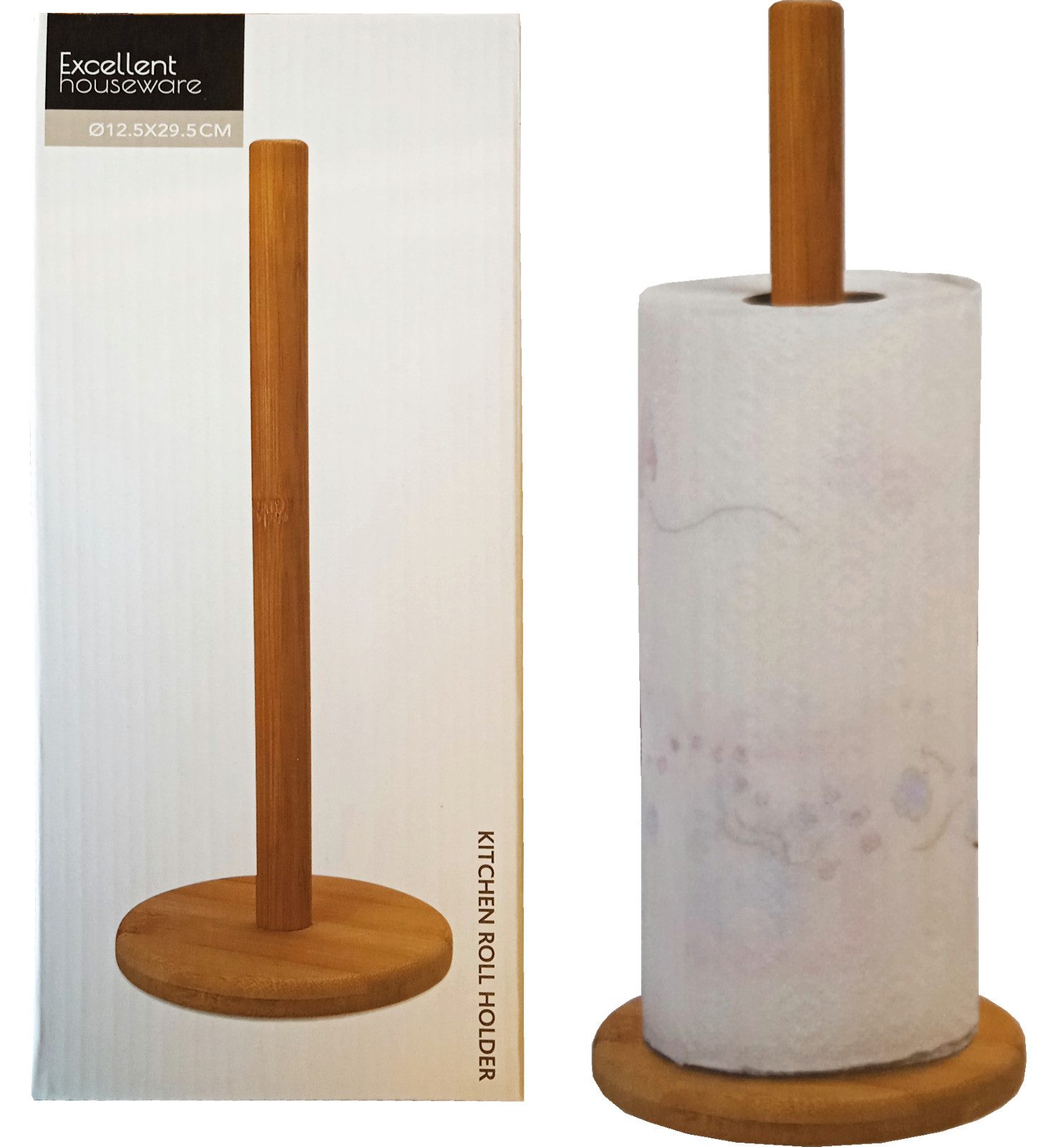 Küchenrollenhalter Rollenständer Holzständer Bambus 32 cm Papierständer Halter