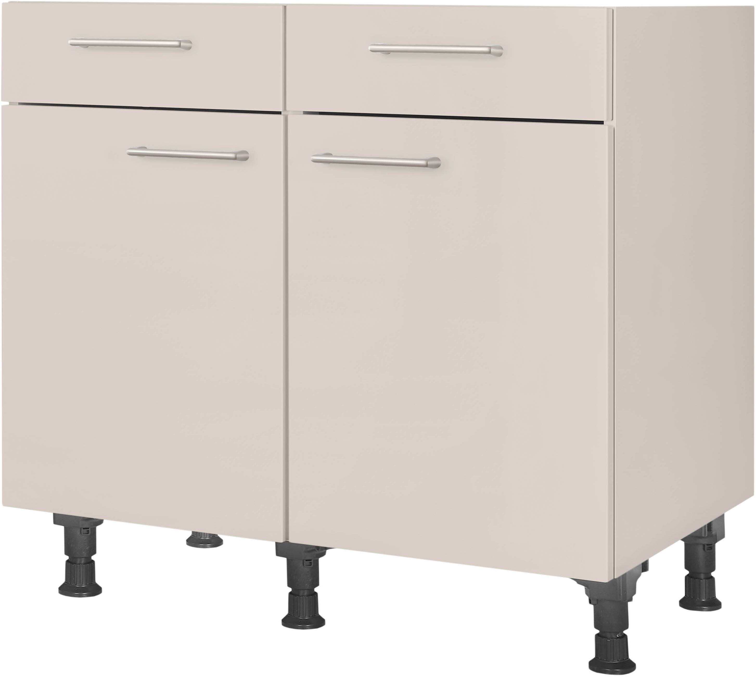 nobilia® Unterschrank "Laser", vormontiert, Breite 90 cm, Soft-Close-Funktion bei den Schubkästen, inkl. höhenverstellbare Sockelfüße