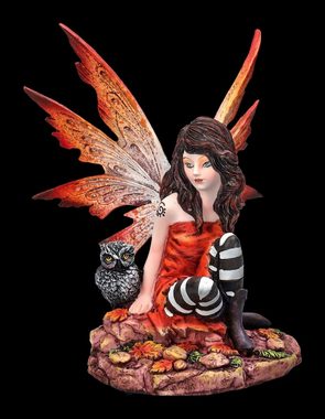 Figuren Shop GmbH Fantasy-Figur Elfenfigur - Herbst Fee mit Eule - Fantasy Deko Fee Figur