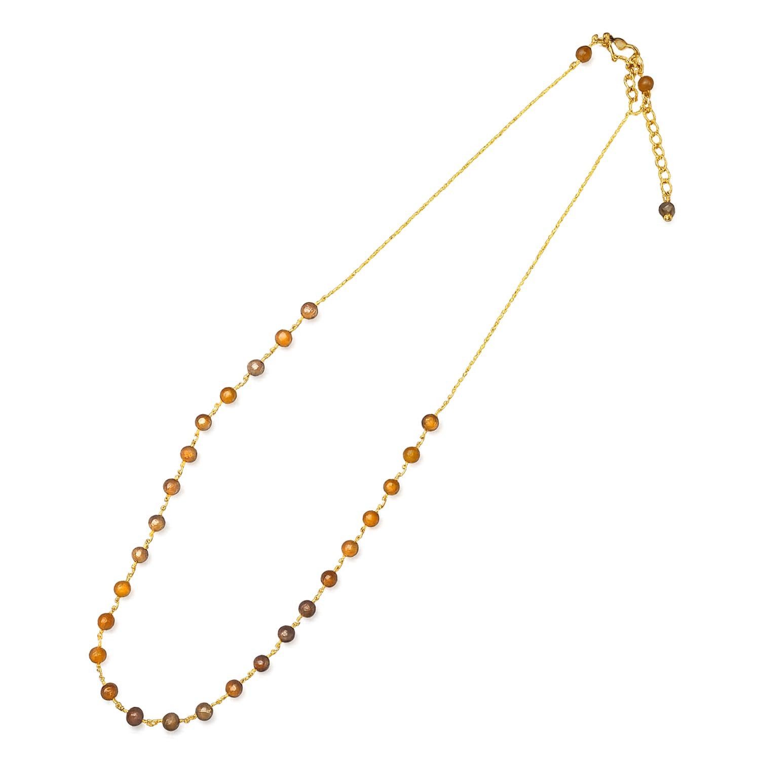 Impala Perlenkette Edelstein Kette vergoldet – Edelstahl & facettierte Edelsteine, Damenkette mit Edelsteinen
