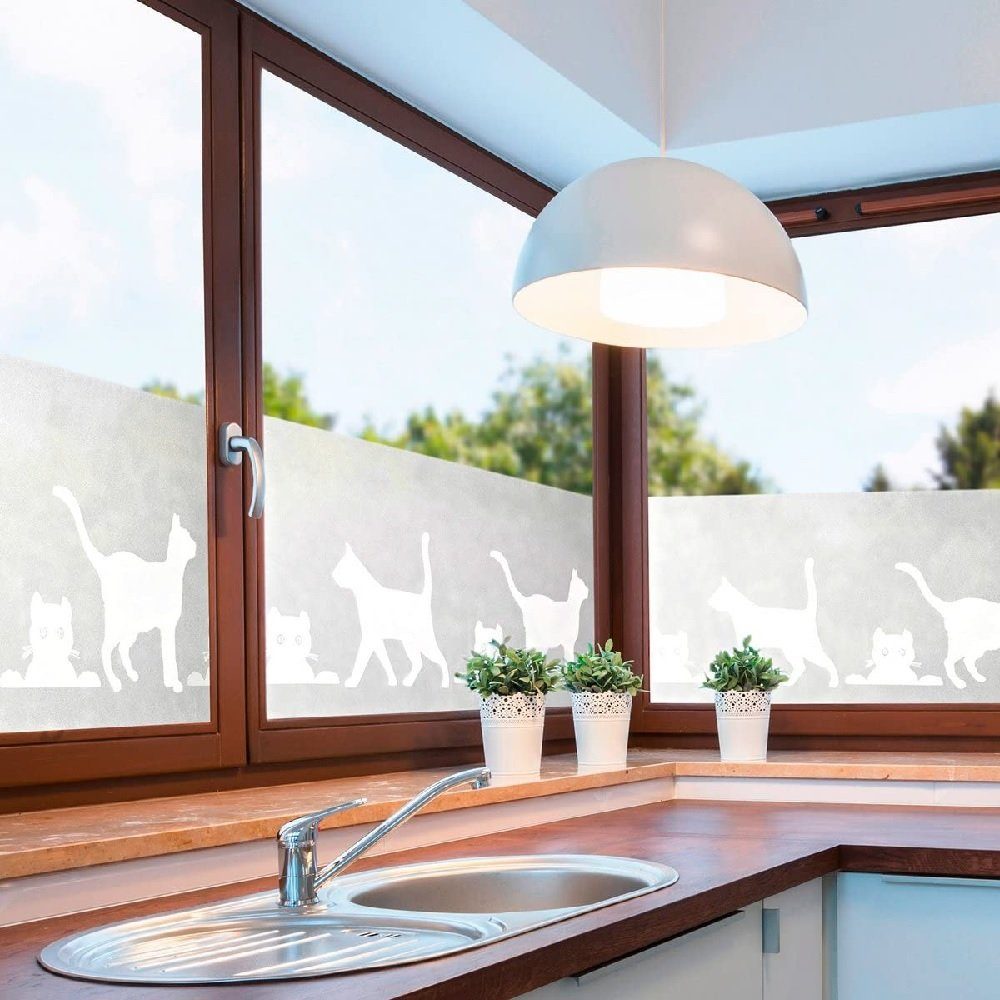 Thumbnail - Luna24 simply great ideas... Fenstersticker Fenster Sichtschutzfolie Katze, Folie für Sichtschutz am Fenster 14294, halb...